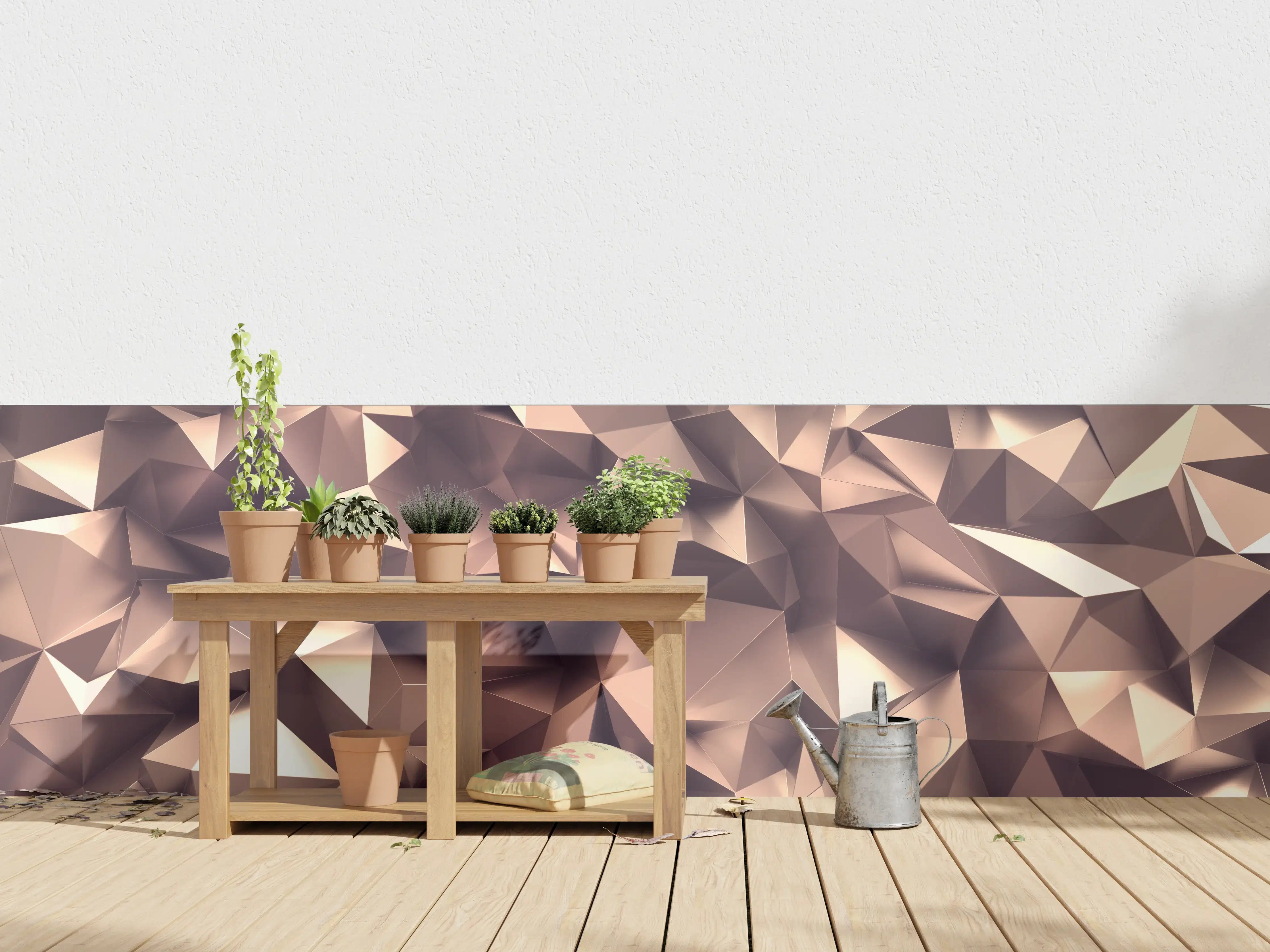 Wandverkleidung außen - Roségold Kristall-Polygon-Hintergrund