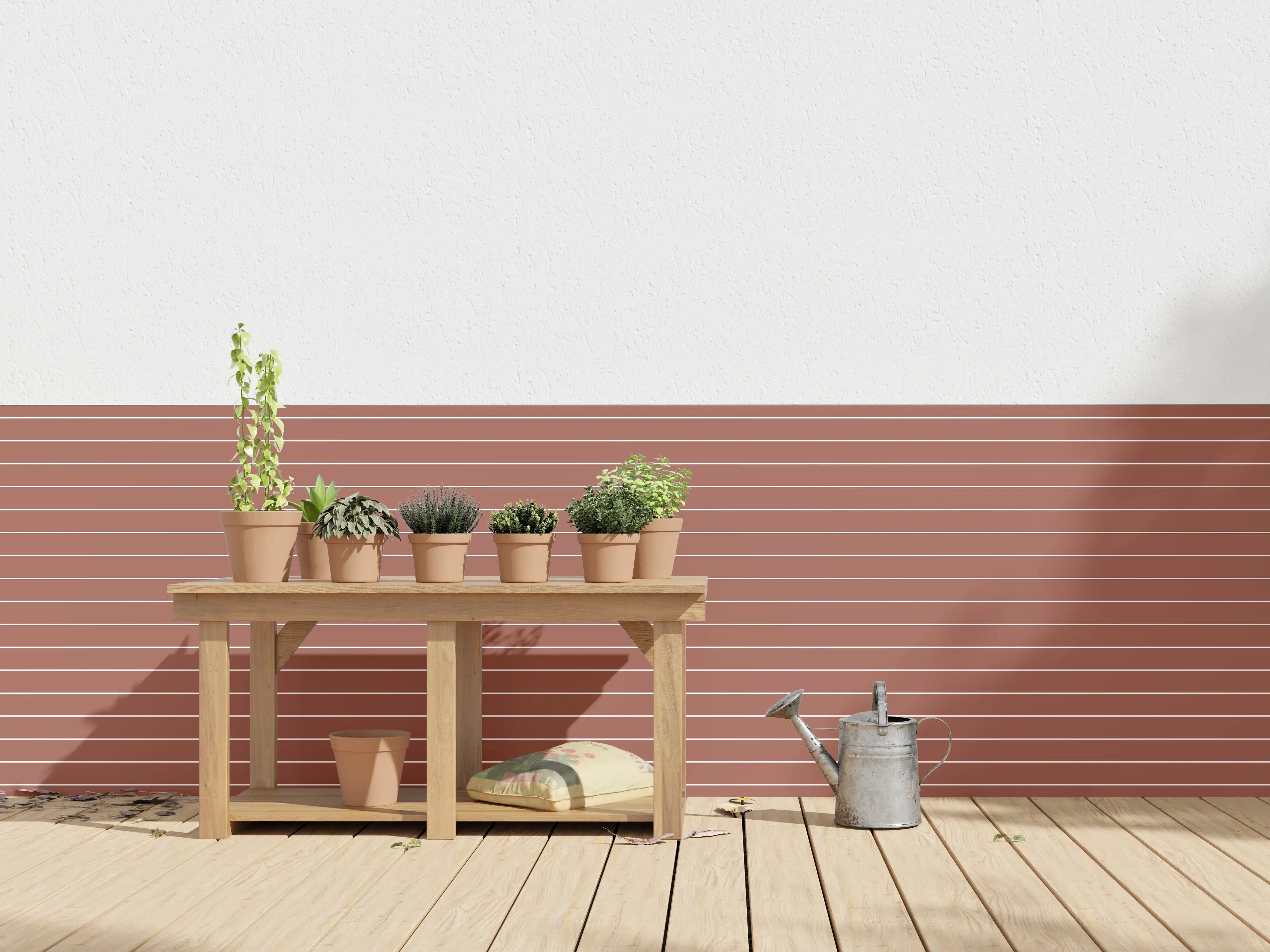 Wandverkleidung außen - Rostbraune, geometrische Wand