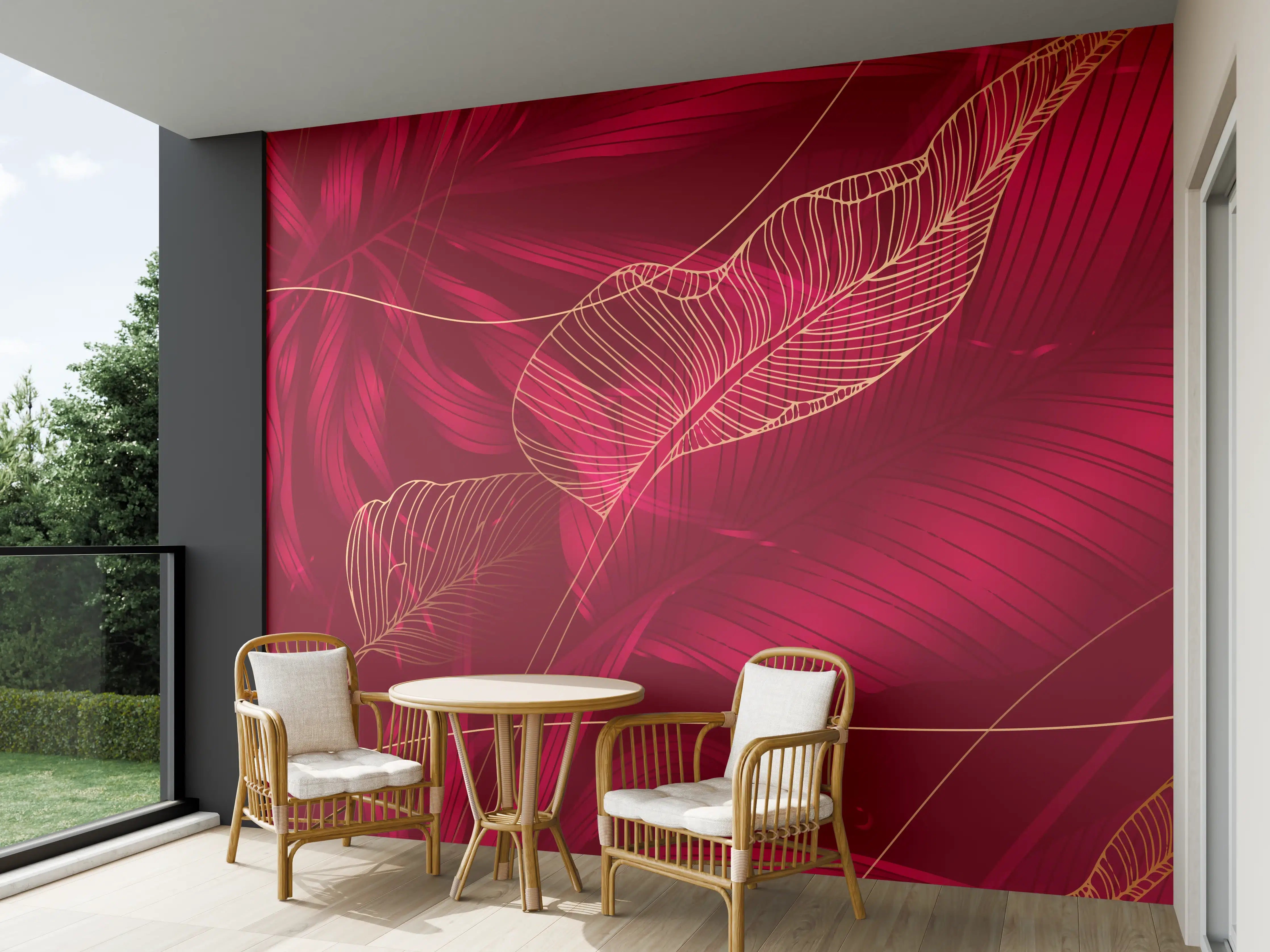 Wandverkleidung außen - Rote Florale Muster Textur