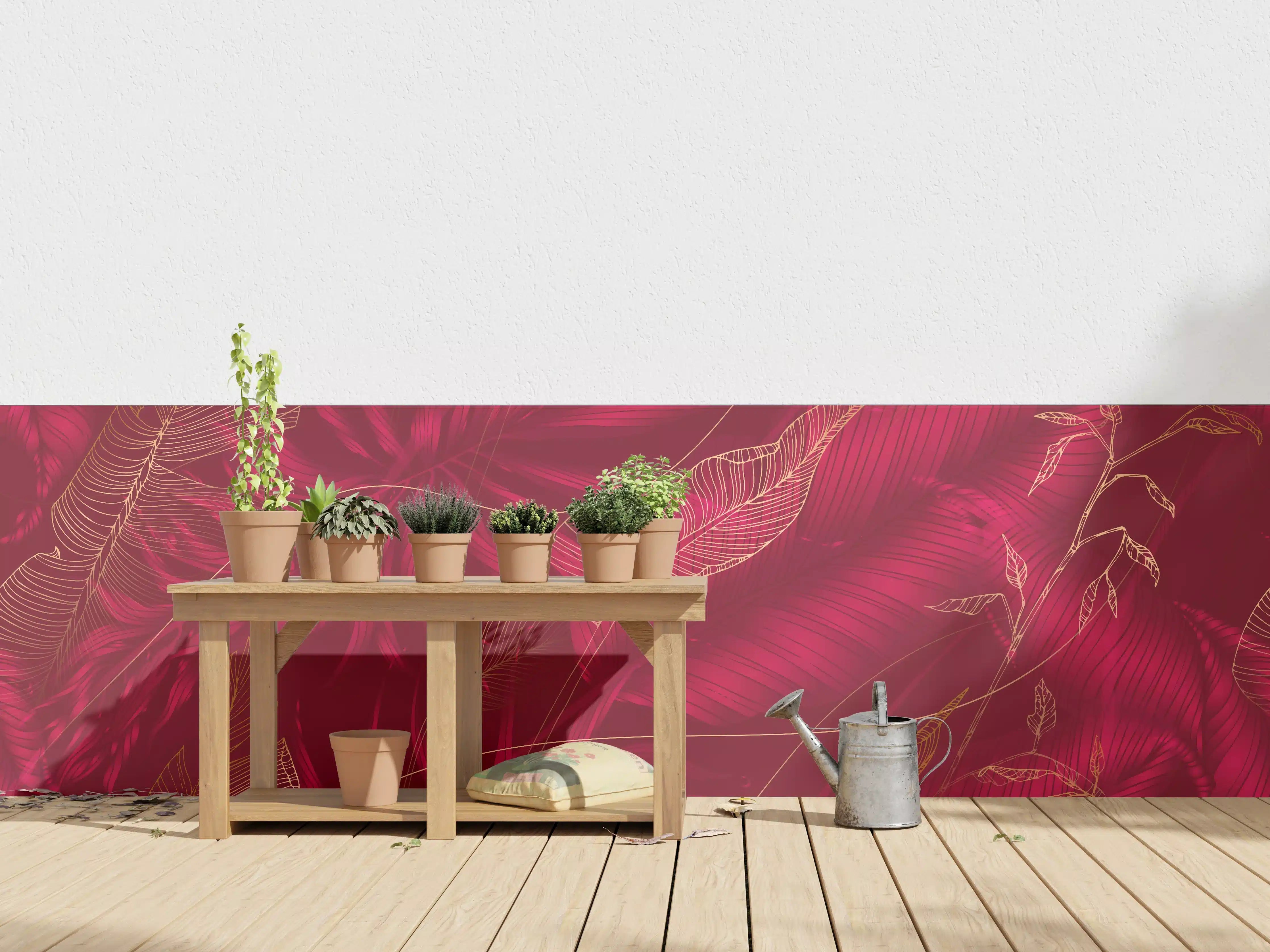 Wandverkleidung außen - Rote Florale Muster Textur