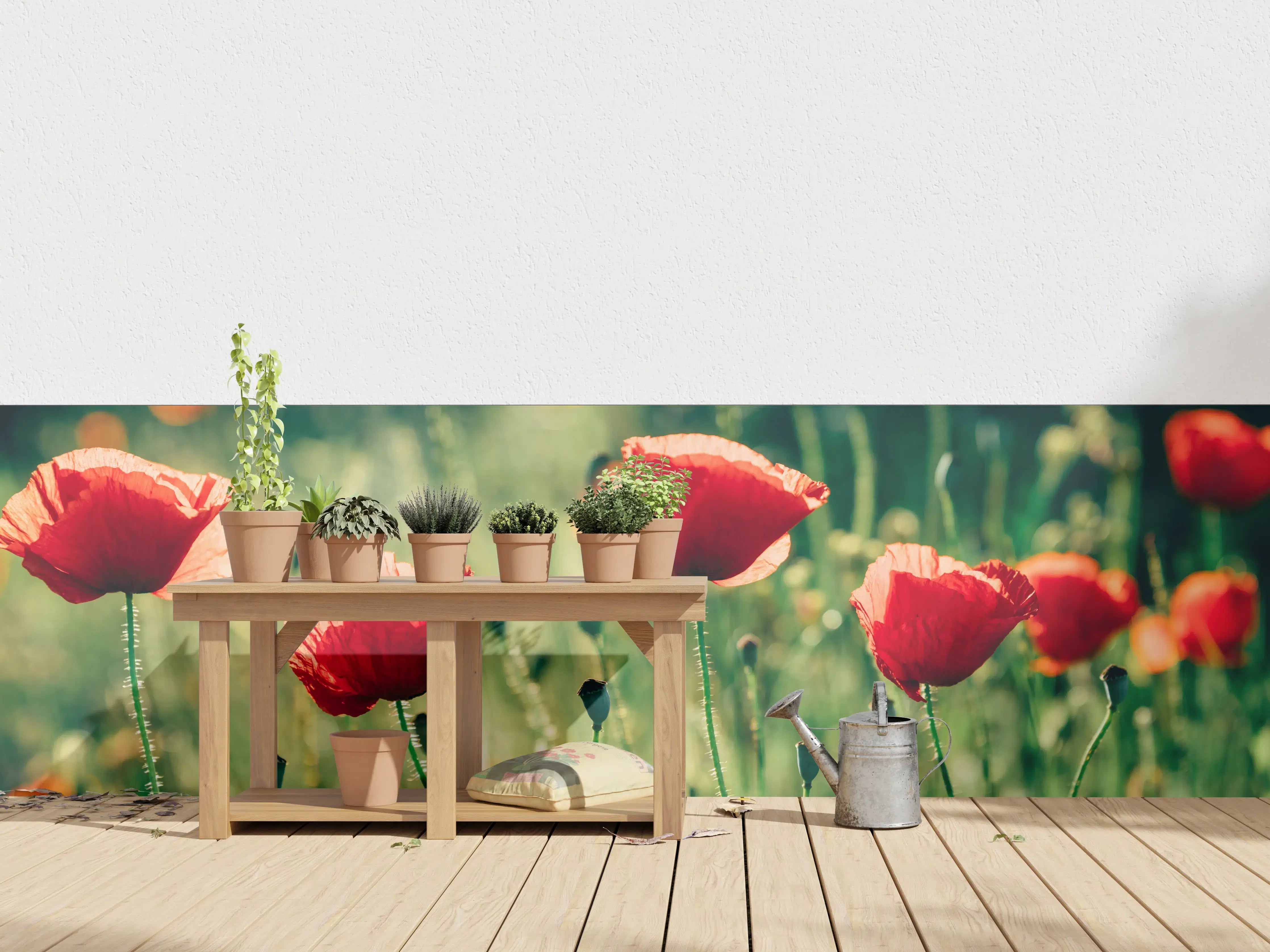 Wandverkleidung außen - Rote Mohnblumen Sommerwiese