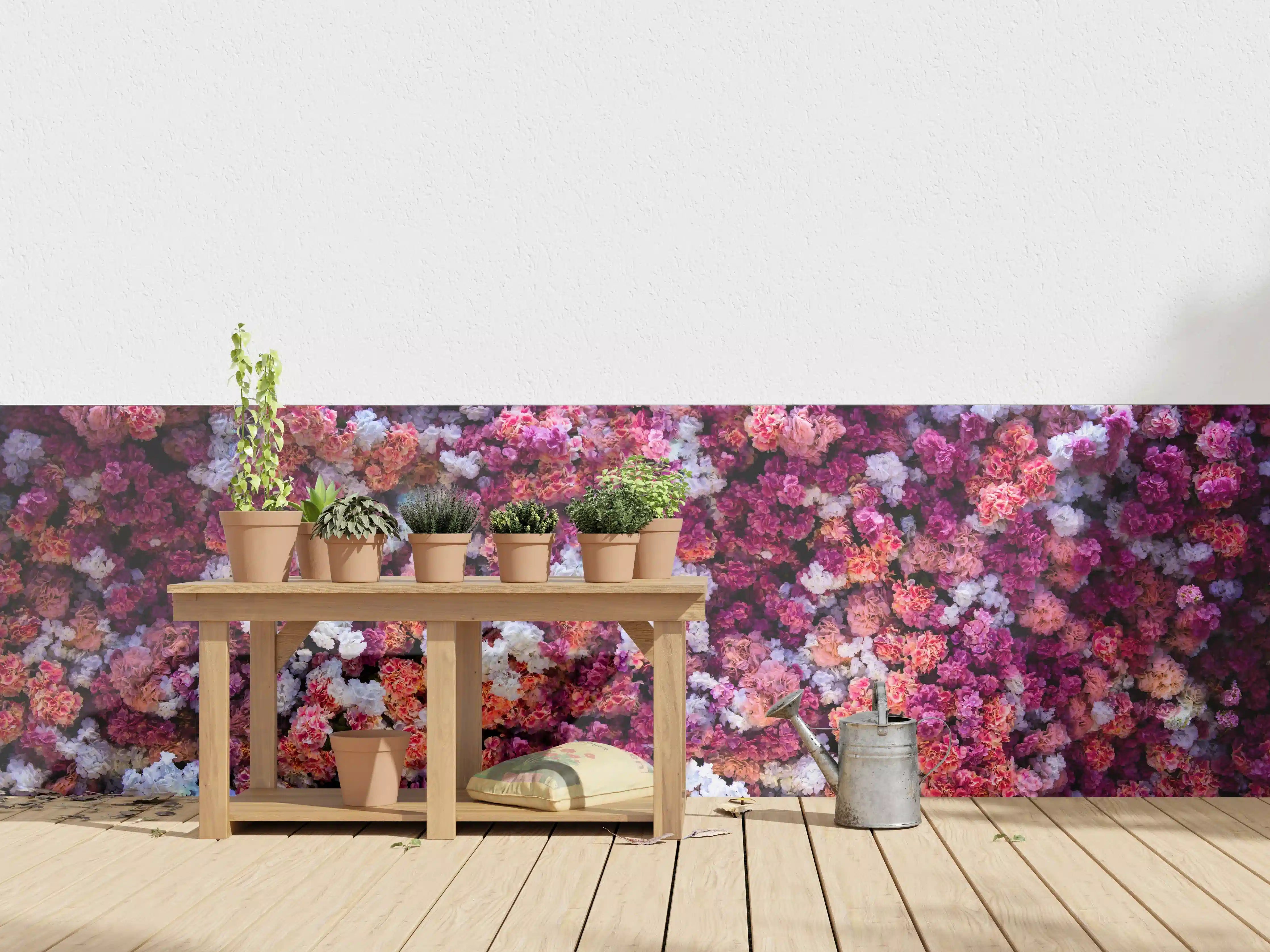 Wandverkleidung außen - Rote-Weiße Blumenwand Natur