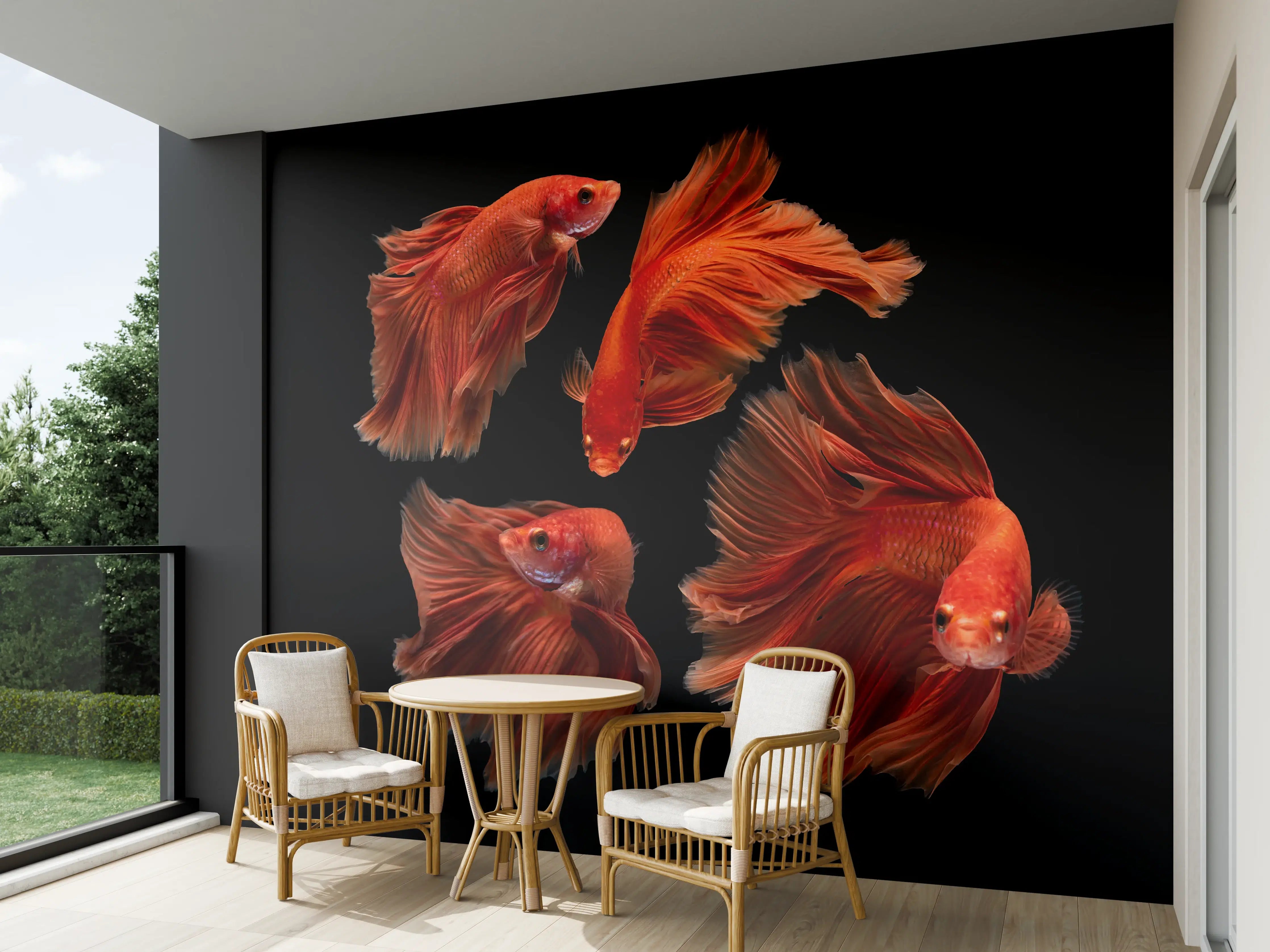 Wandverkleidung außen - Roter Betta Fisch