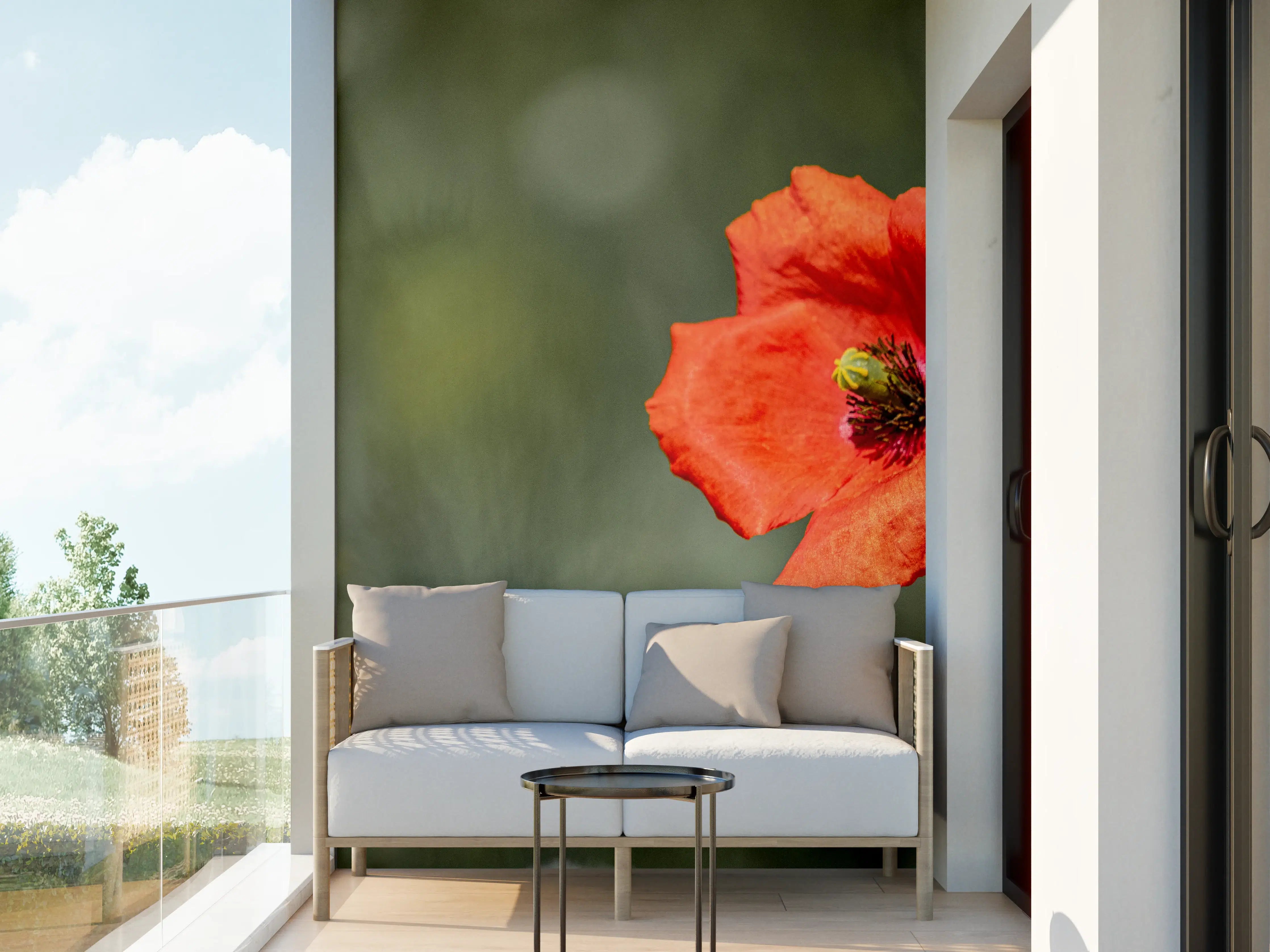 Wandverkleidung außen - Roter Mohn inmitten des Grüns