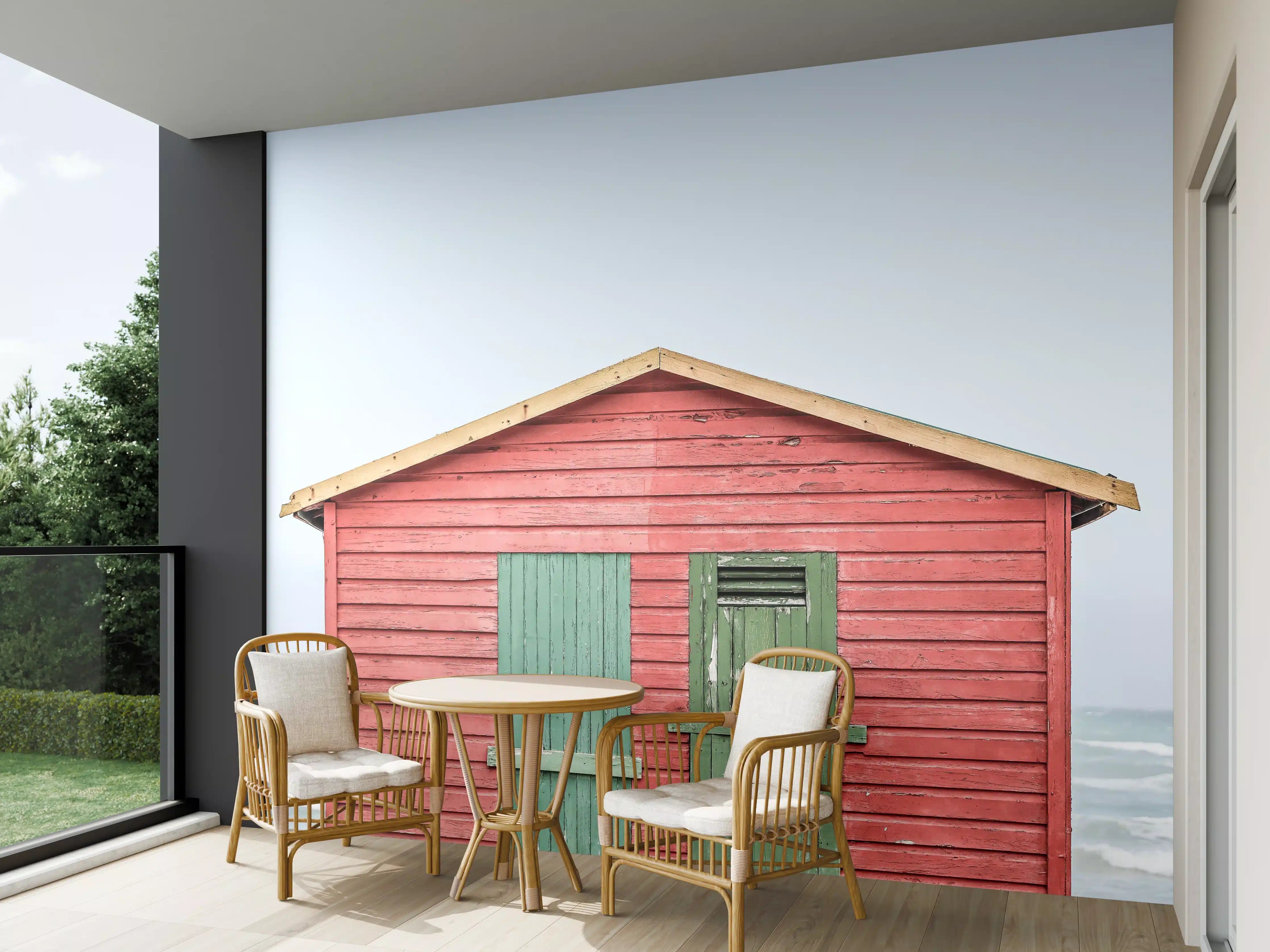 Wandverkleidung außen - Roter Strandhütte am Meer