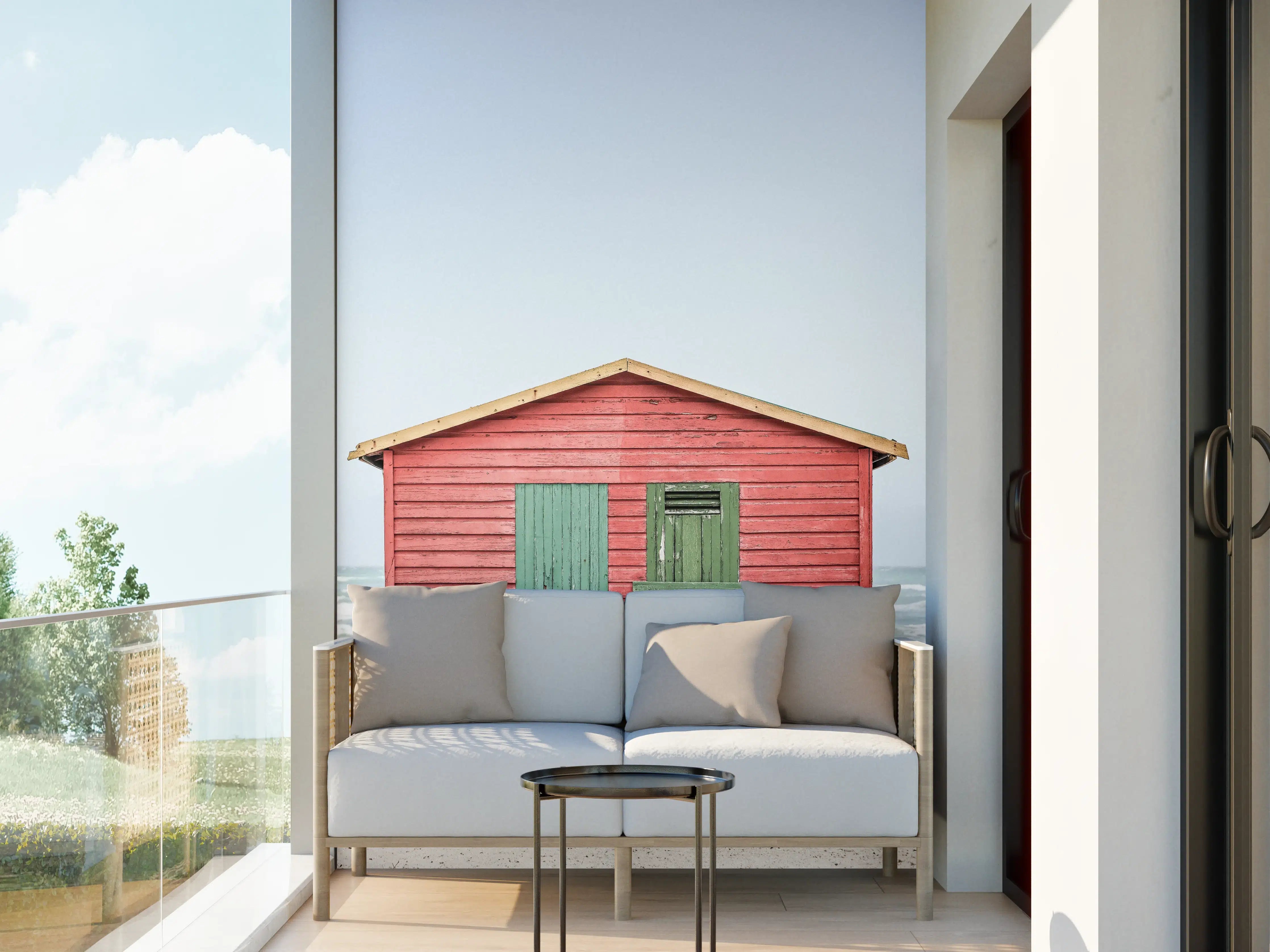 Wandverkleidung außen - Roter Strandhütte am Meer