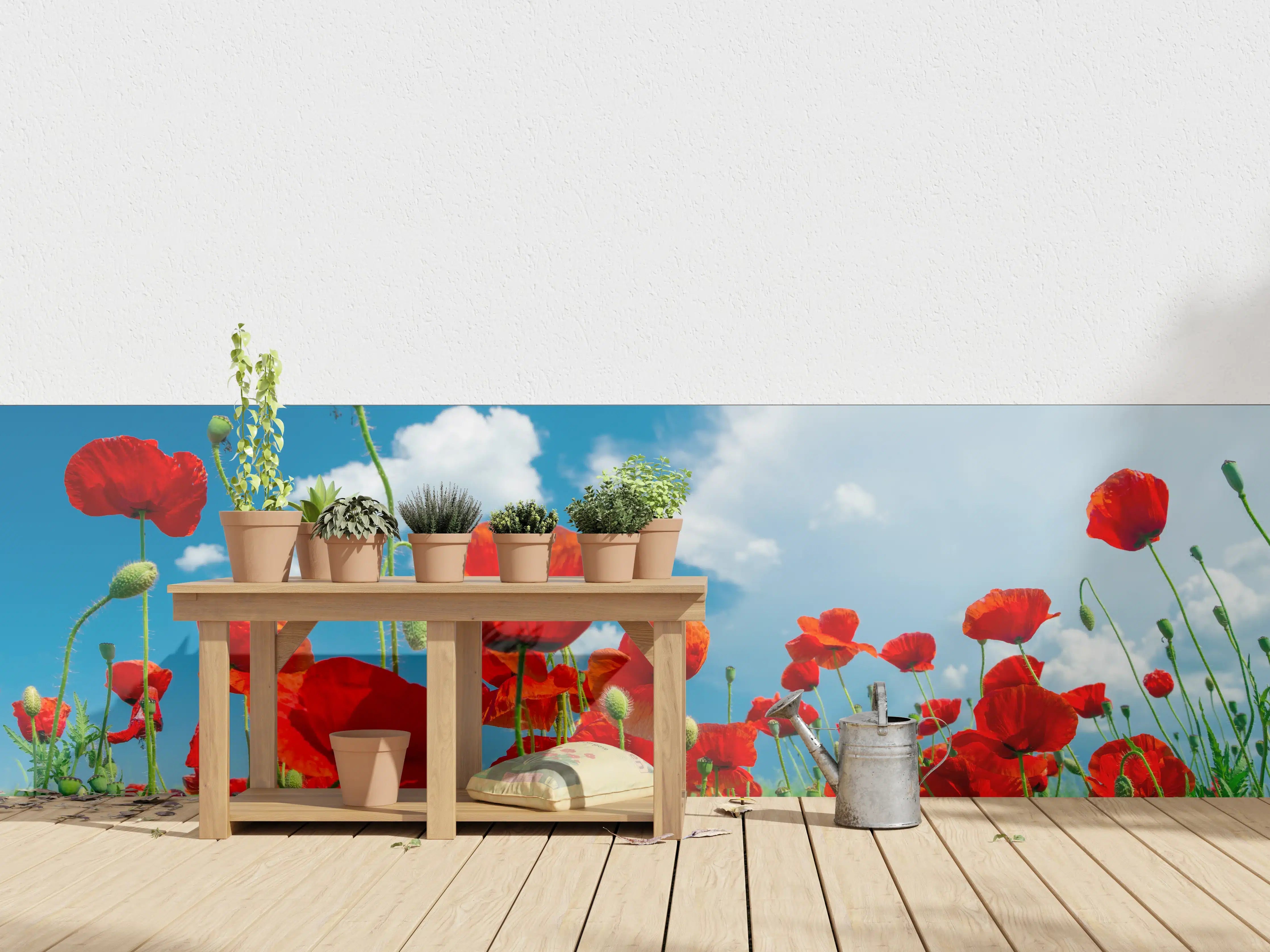 Wandverkleidung außen - Rotes Mohnblumenfeld