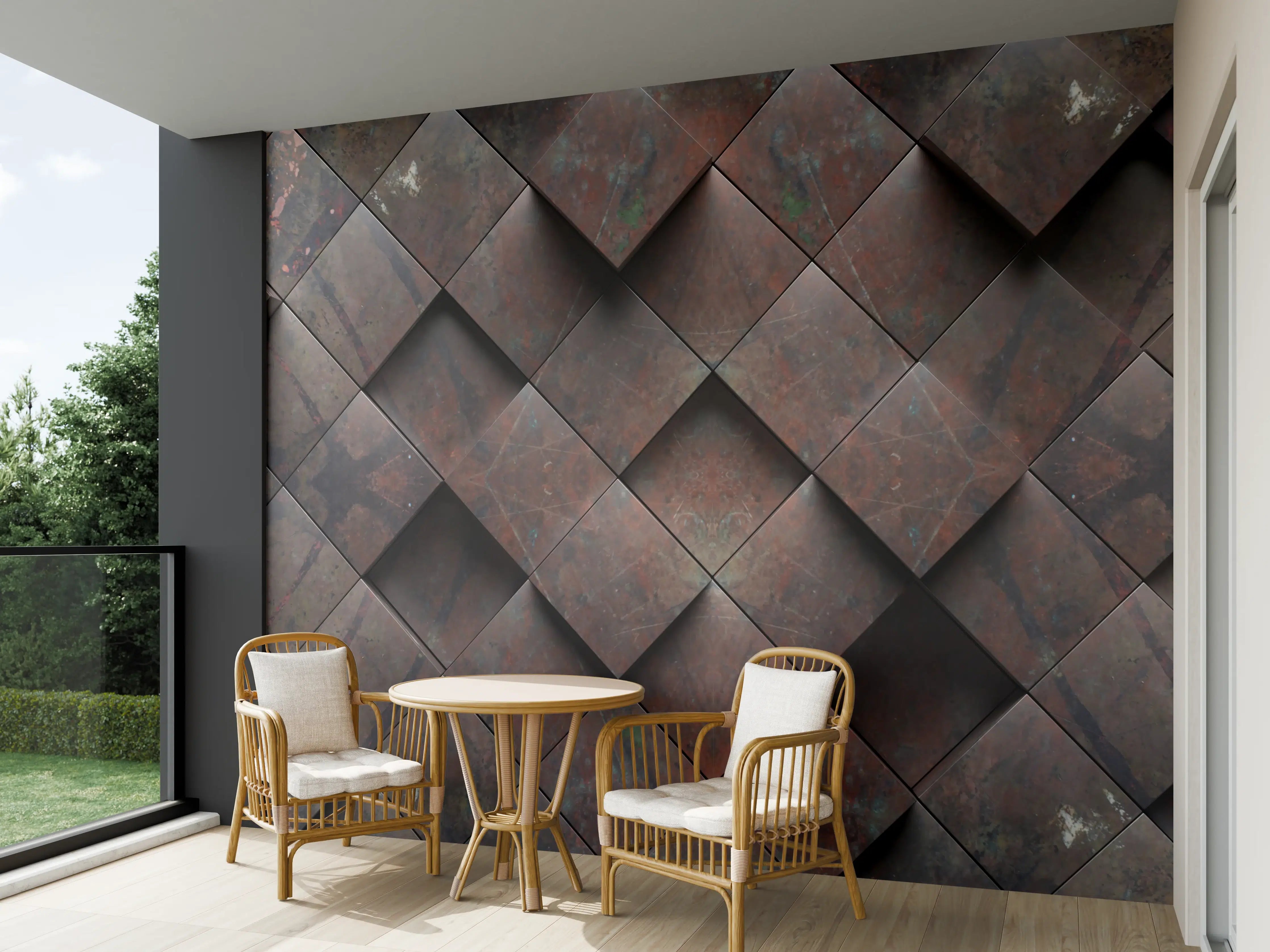 Wandverkleidung außen - Rustikale Metallplatten mit Rosteffekt