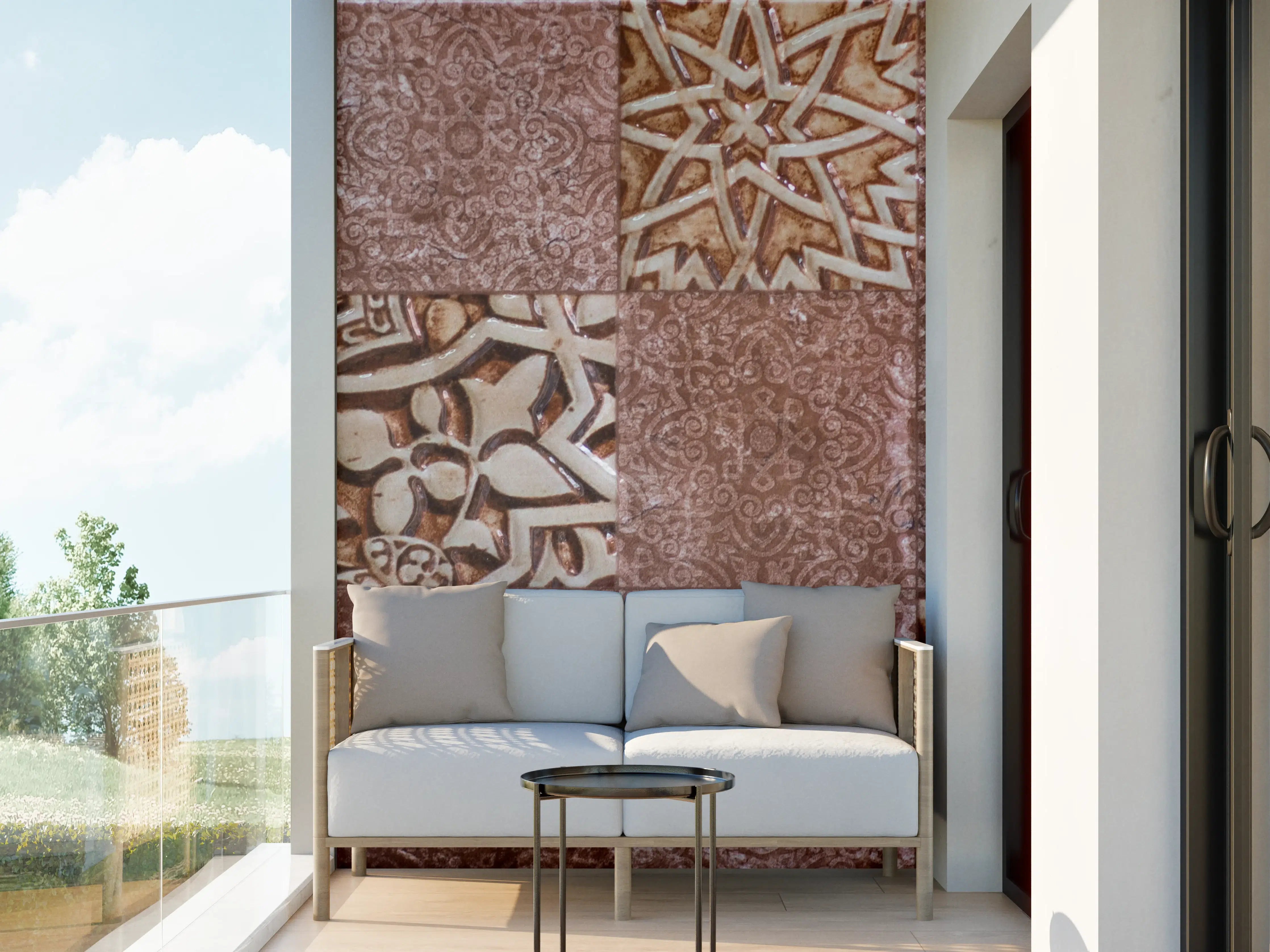 Wandverkleidung außen - Rustikale Terrakotta-Fliesen mit Muster