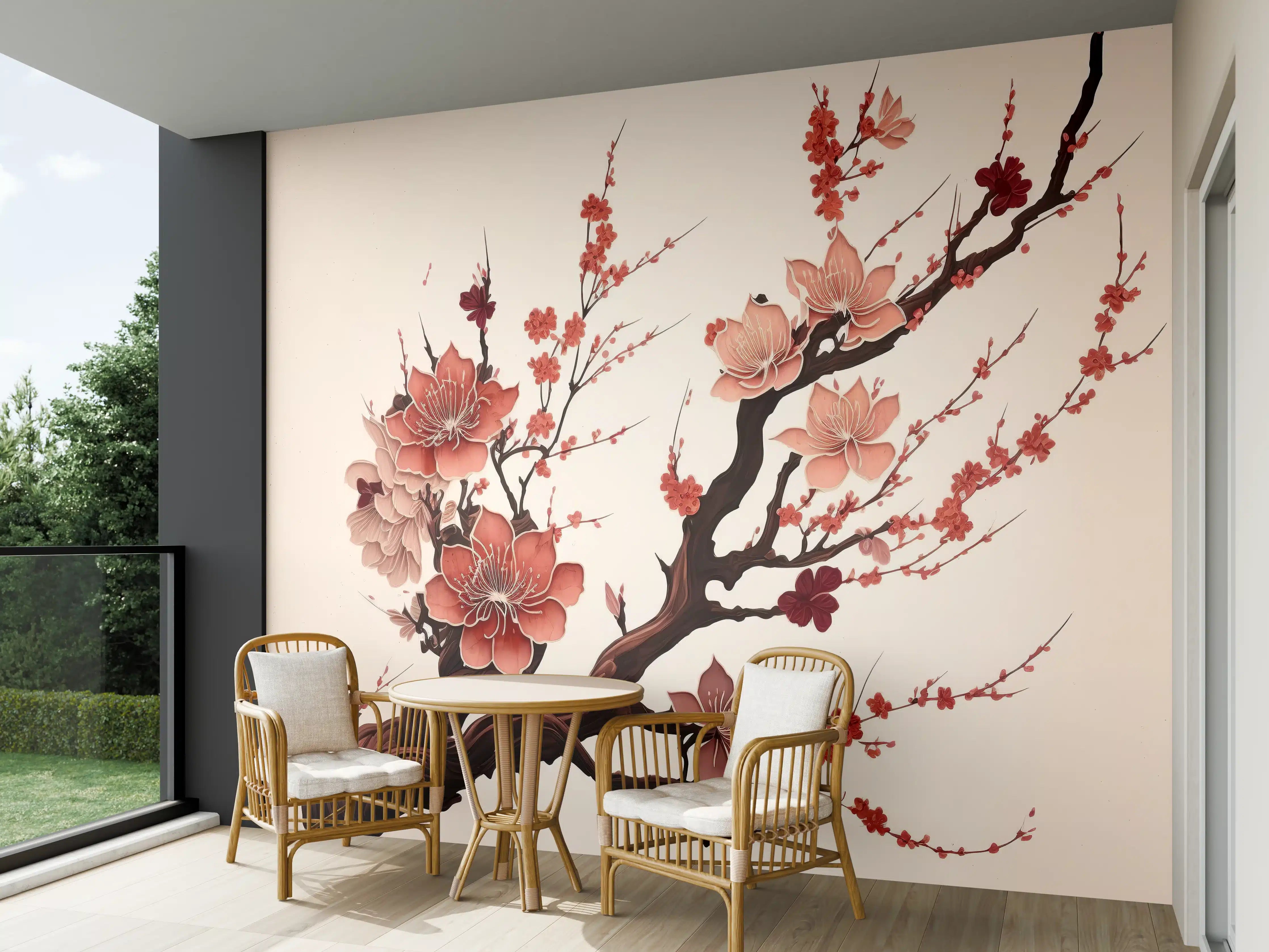 Wandverkleidung außen - Sakura Kirschblüte Aquarell