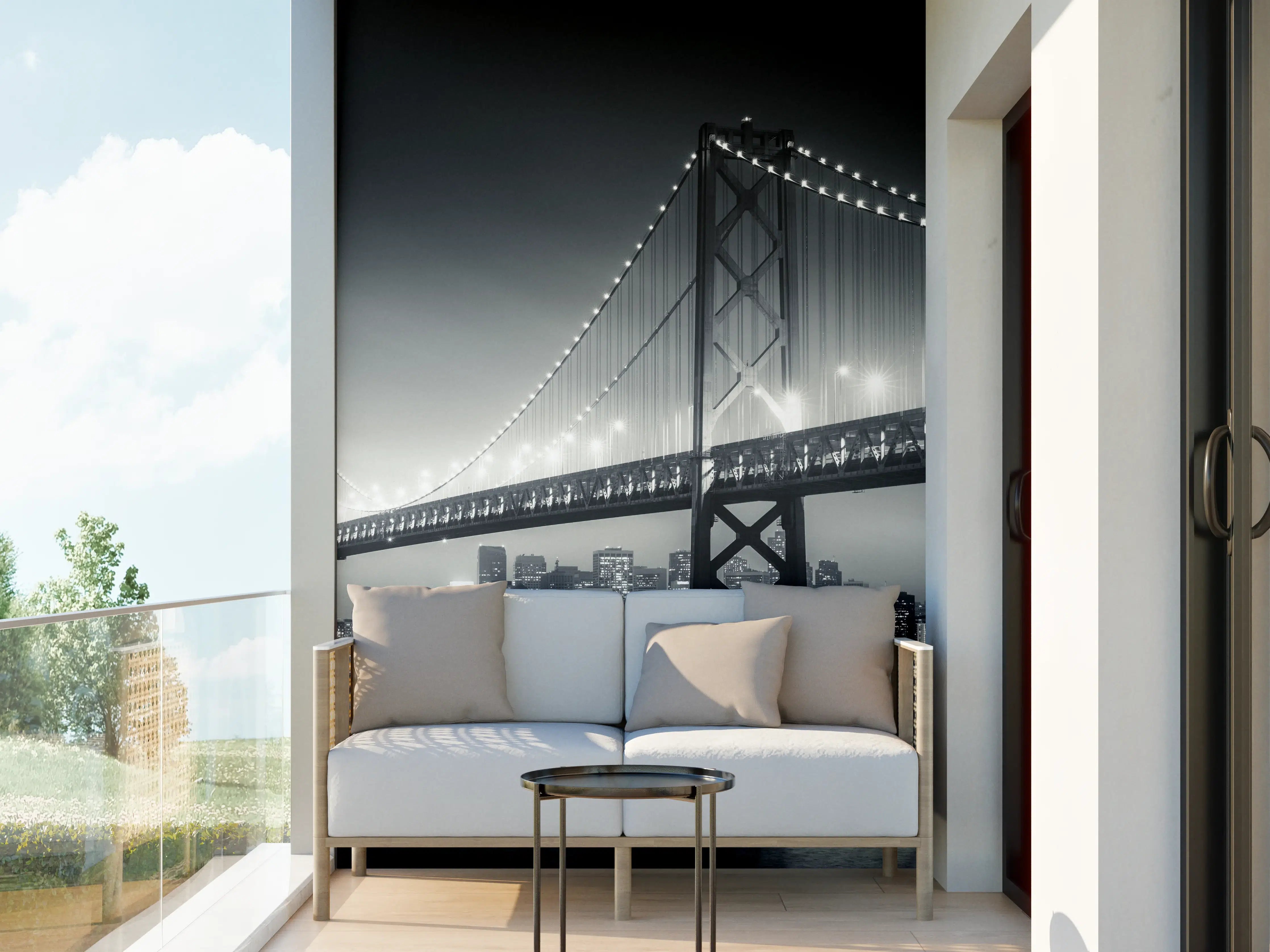Wandverkleidung außen - San Francisco Bay Bridge bei Nacht