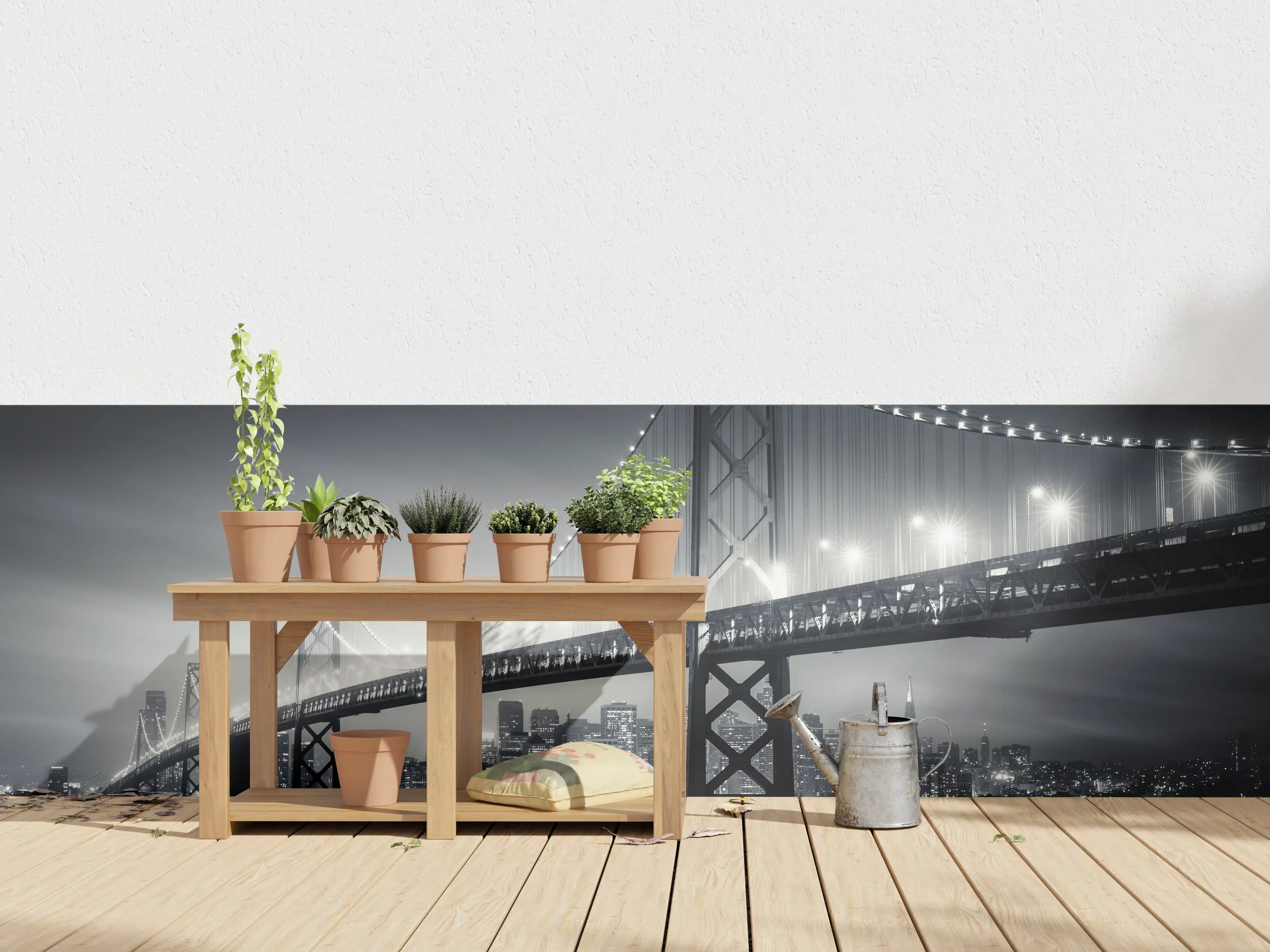 Wandverkleidung außen - San Francisco Bay Bridge bei Nacht