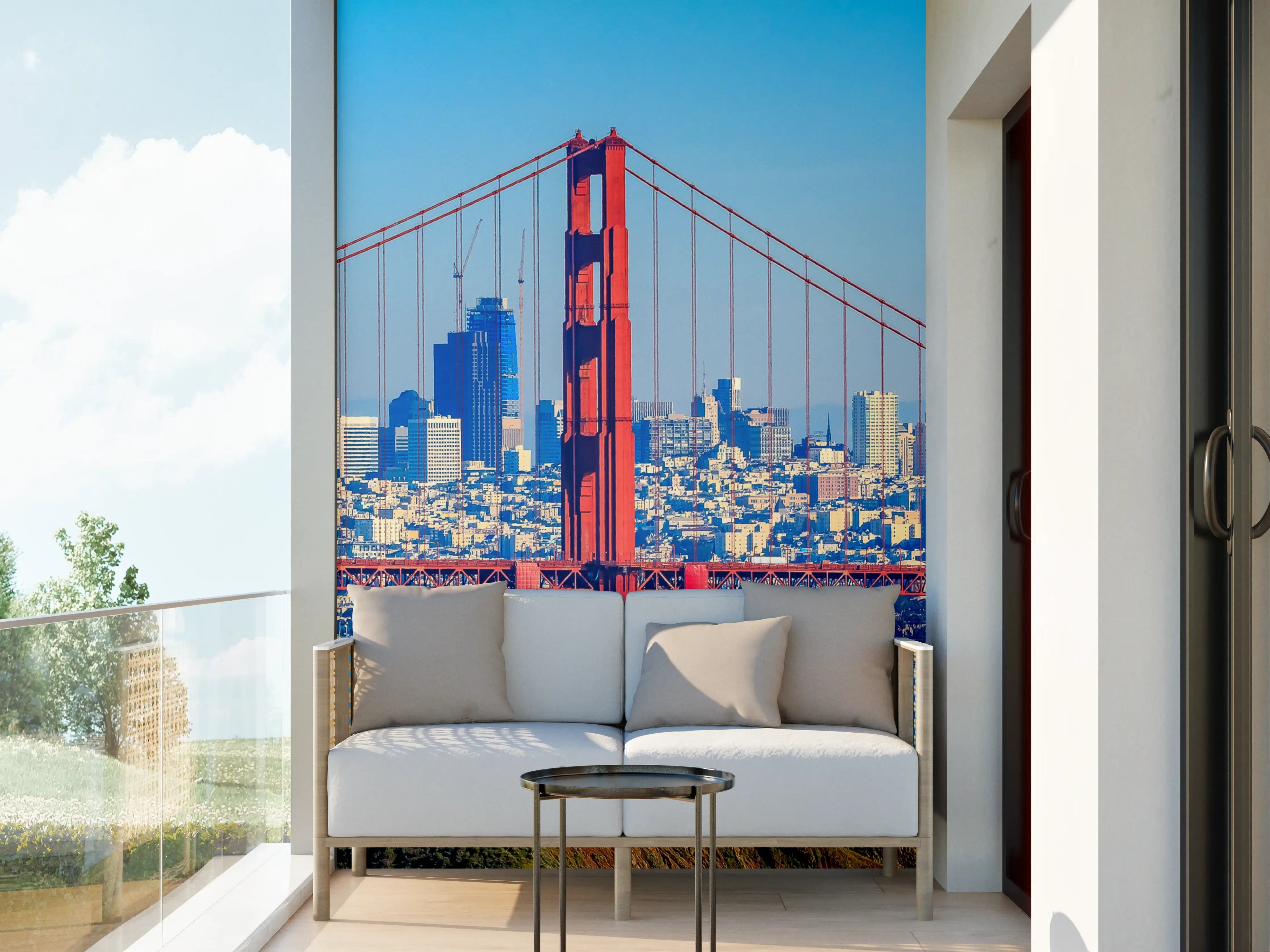 Wandverkleidung außen - San Francisco Brücke mit Stadtpanorama