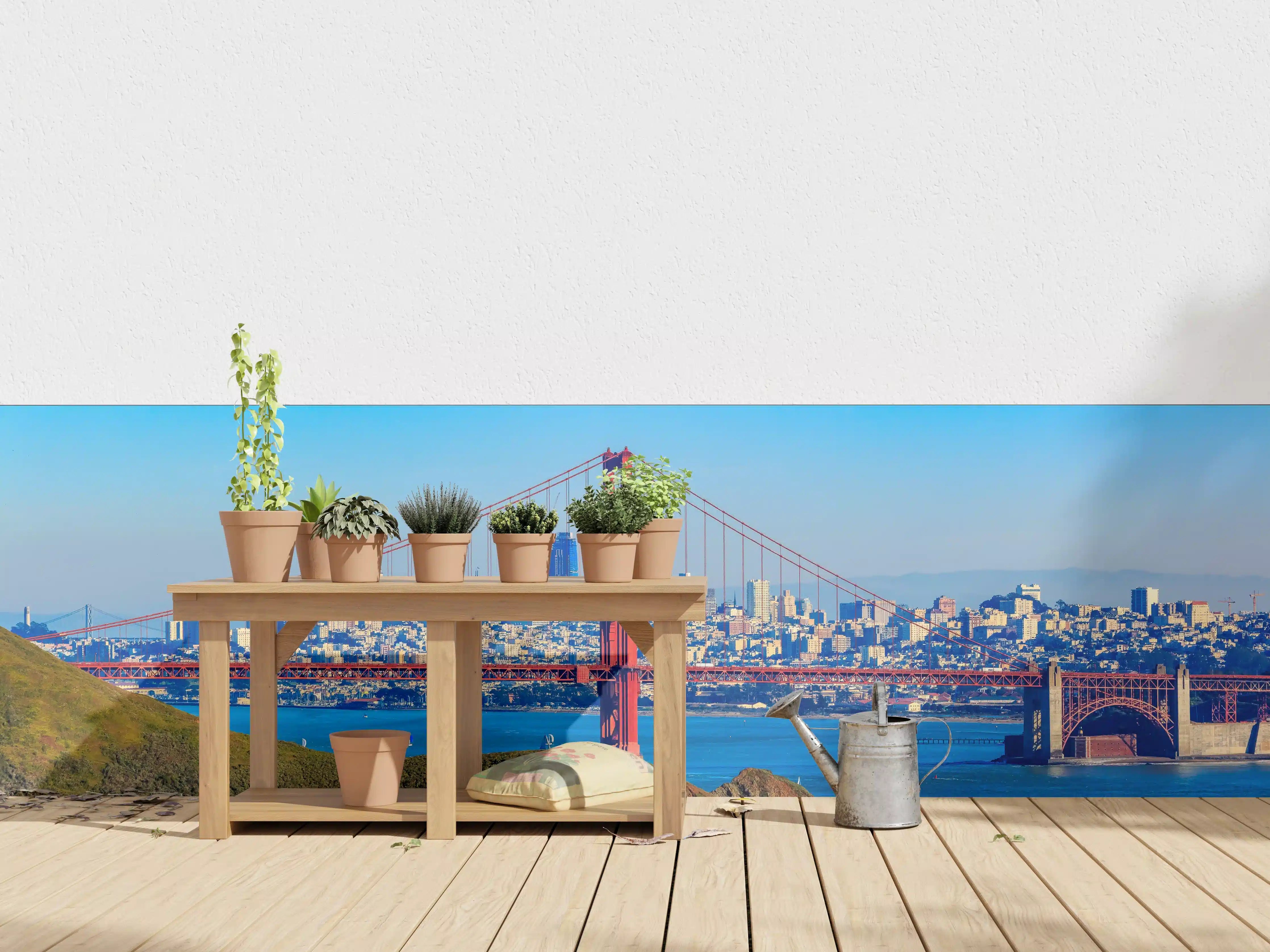 Wandverkleidung außen - San Francisco Brücke mit Stadtpanorama