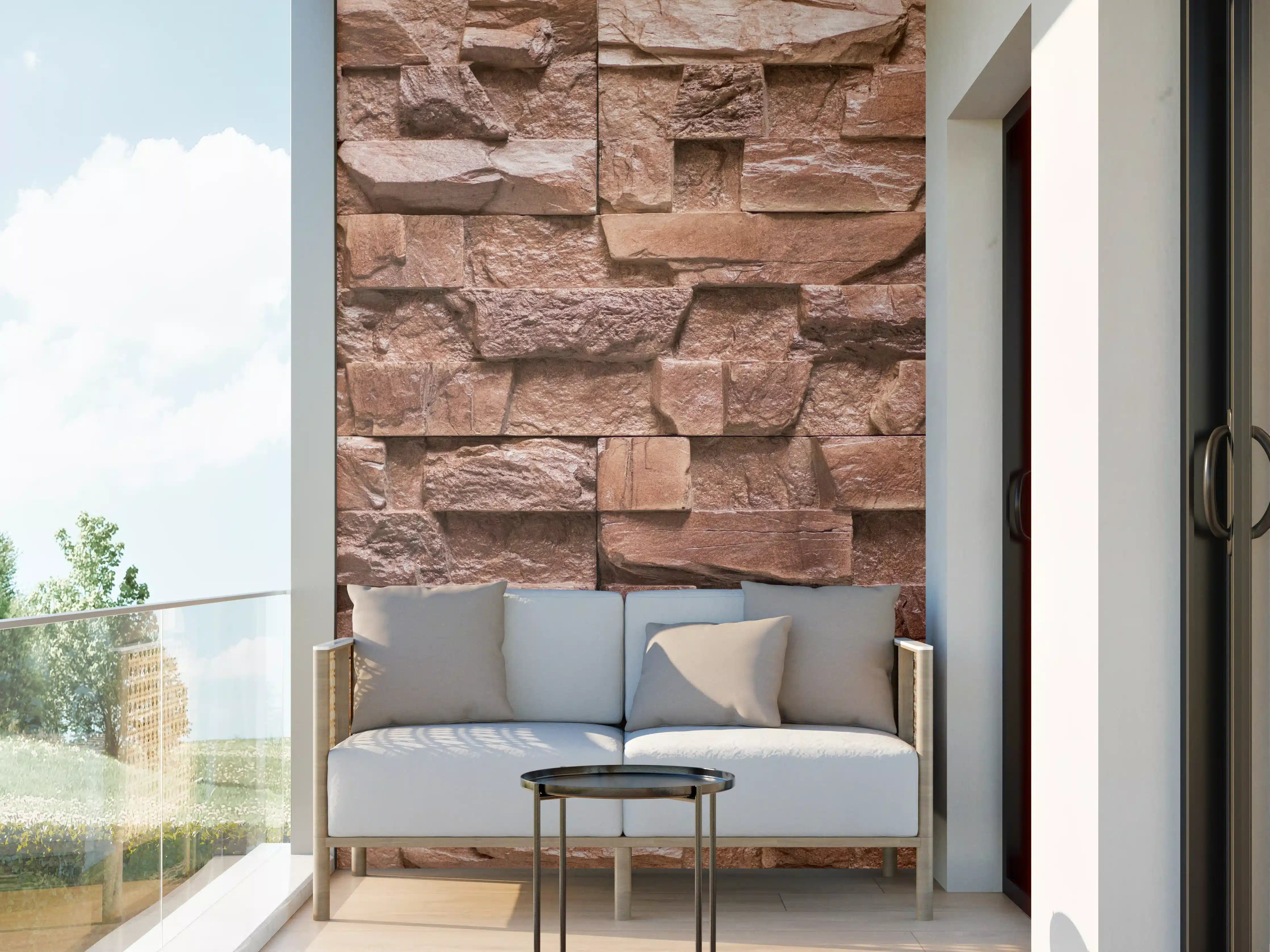 Wandverkleidung außen - Sandstein-Wand mit Naturstein-Optik