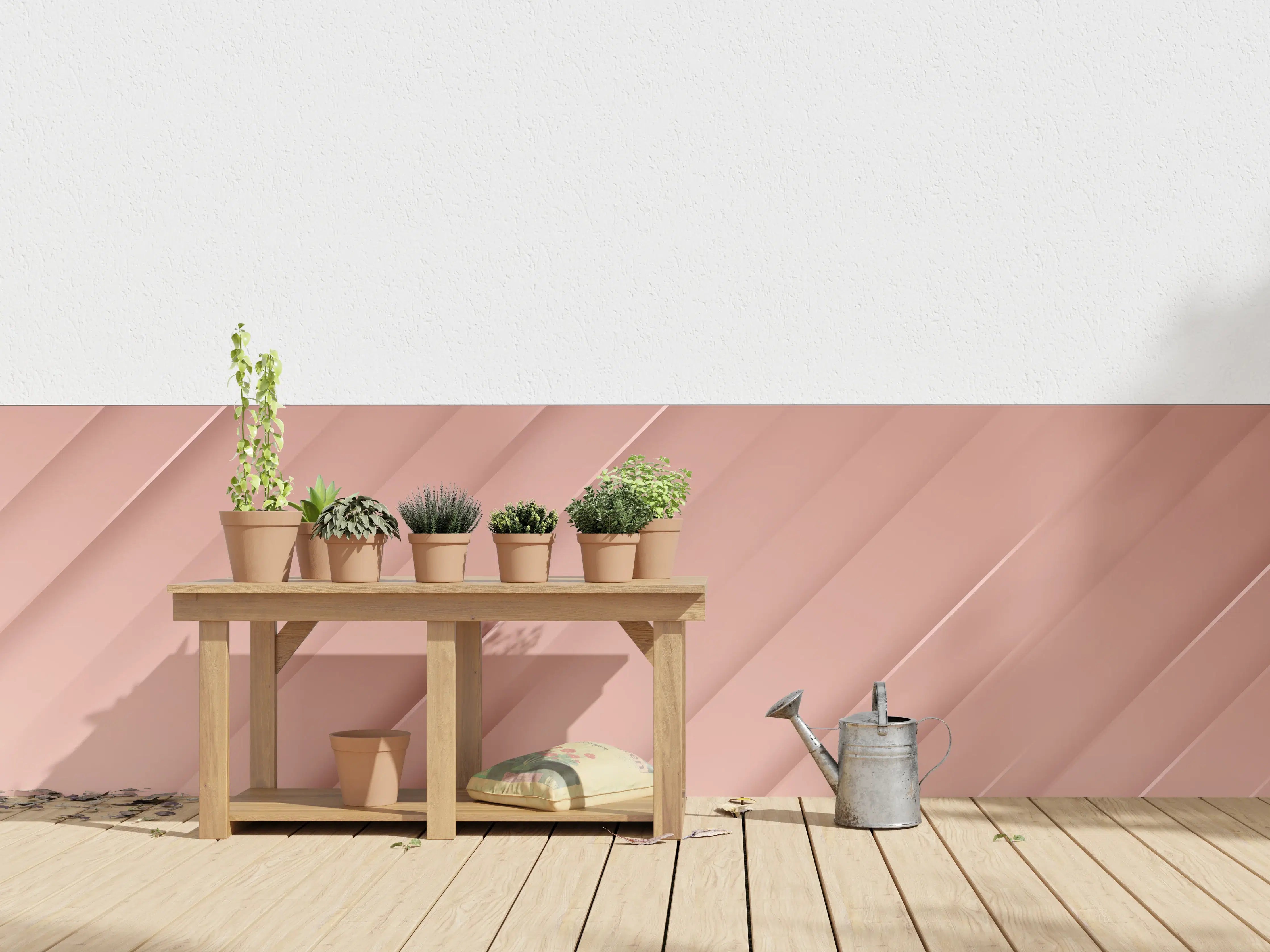 Wandverkleidung außen - Sanft strukturierte roséfarbene Wandgestaltung