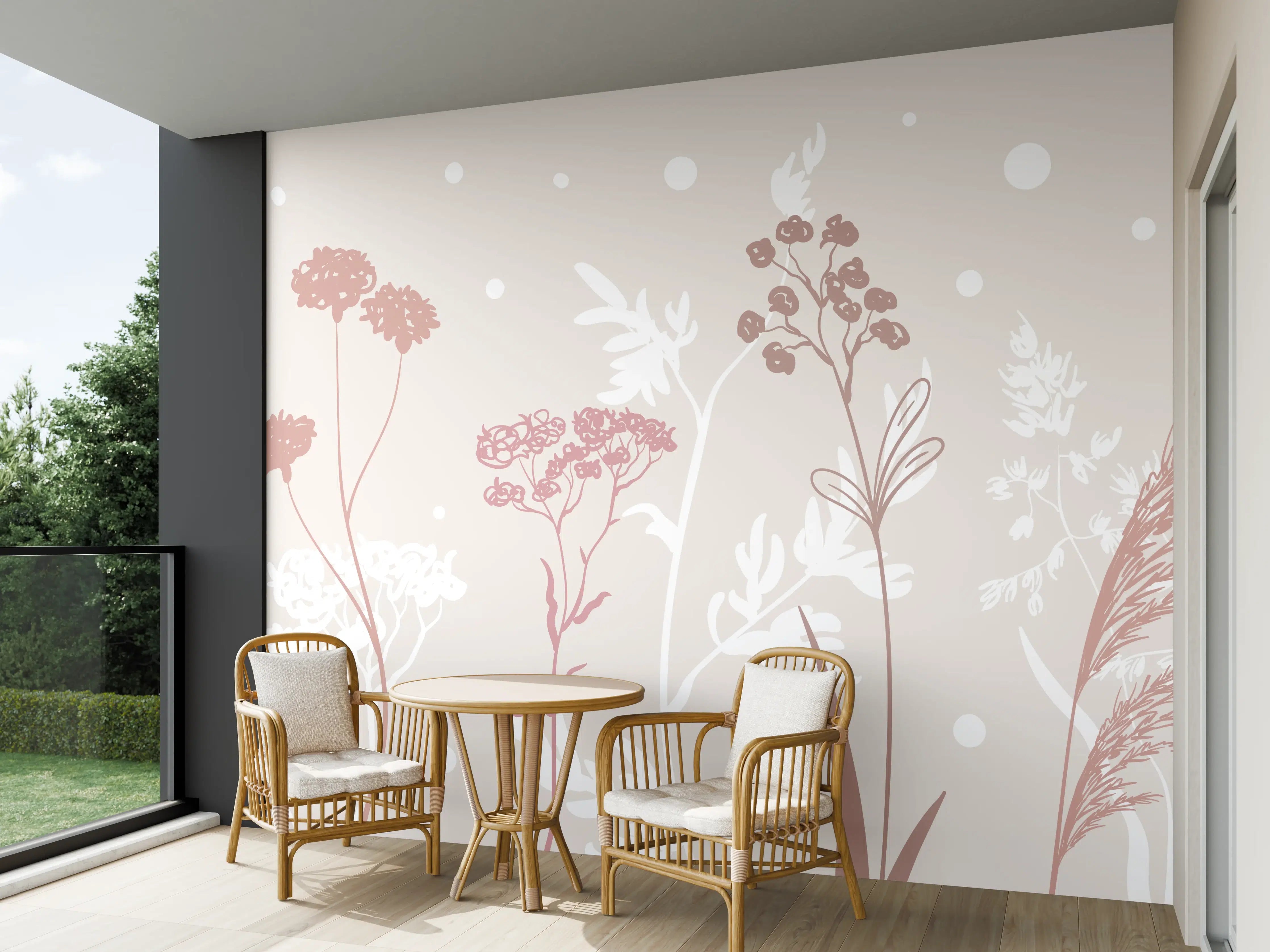 Wandverkleidung außen - Sanfte Pastell-Blumen-Illustration