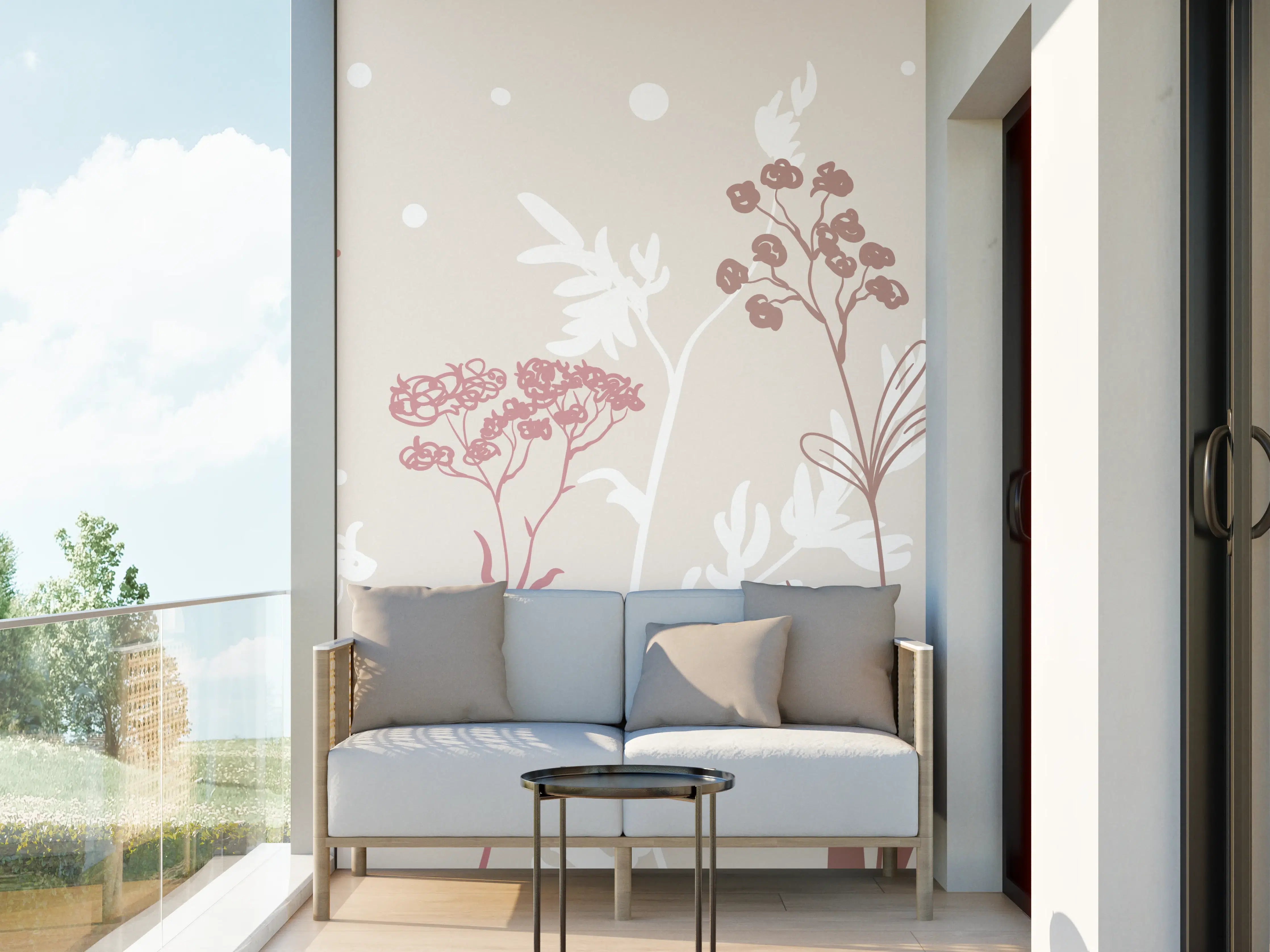 Wandverkleidung außen - Sanfte Pastell-Blumen-Illustration