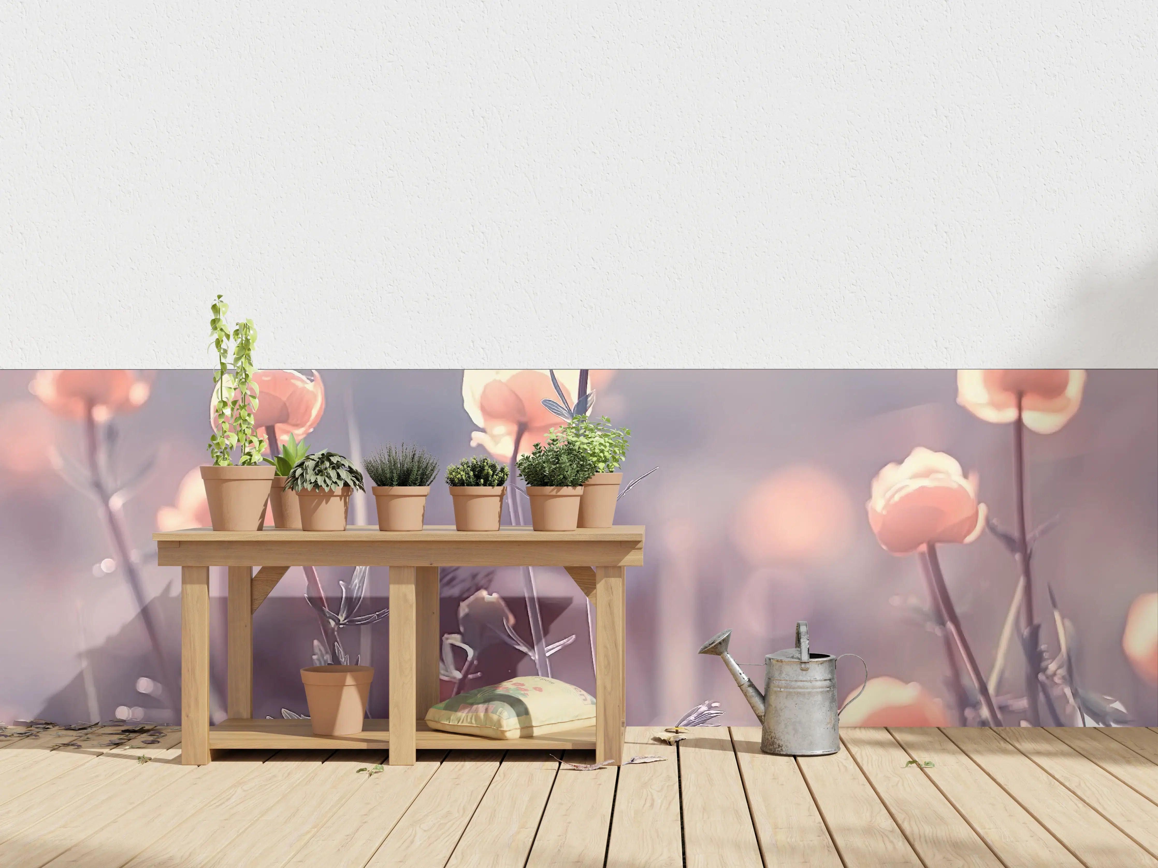 Wandverkleidung außen - Sanfte Pinkblumen im Abendlicht