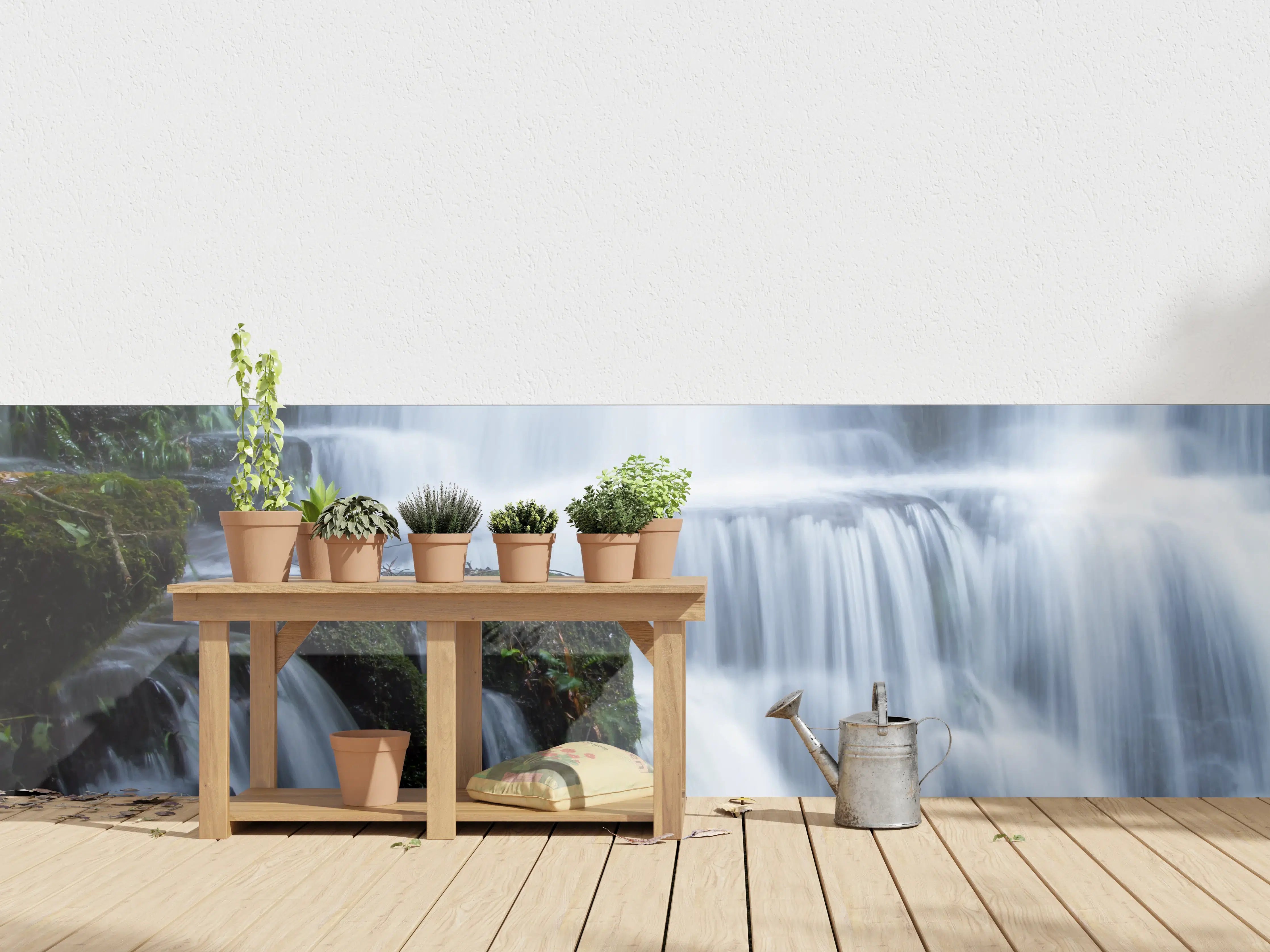 Wandverkleidung außen - Sanfte Wasserfallkulisse in Grün