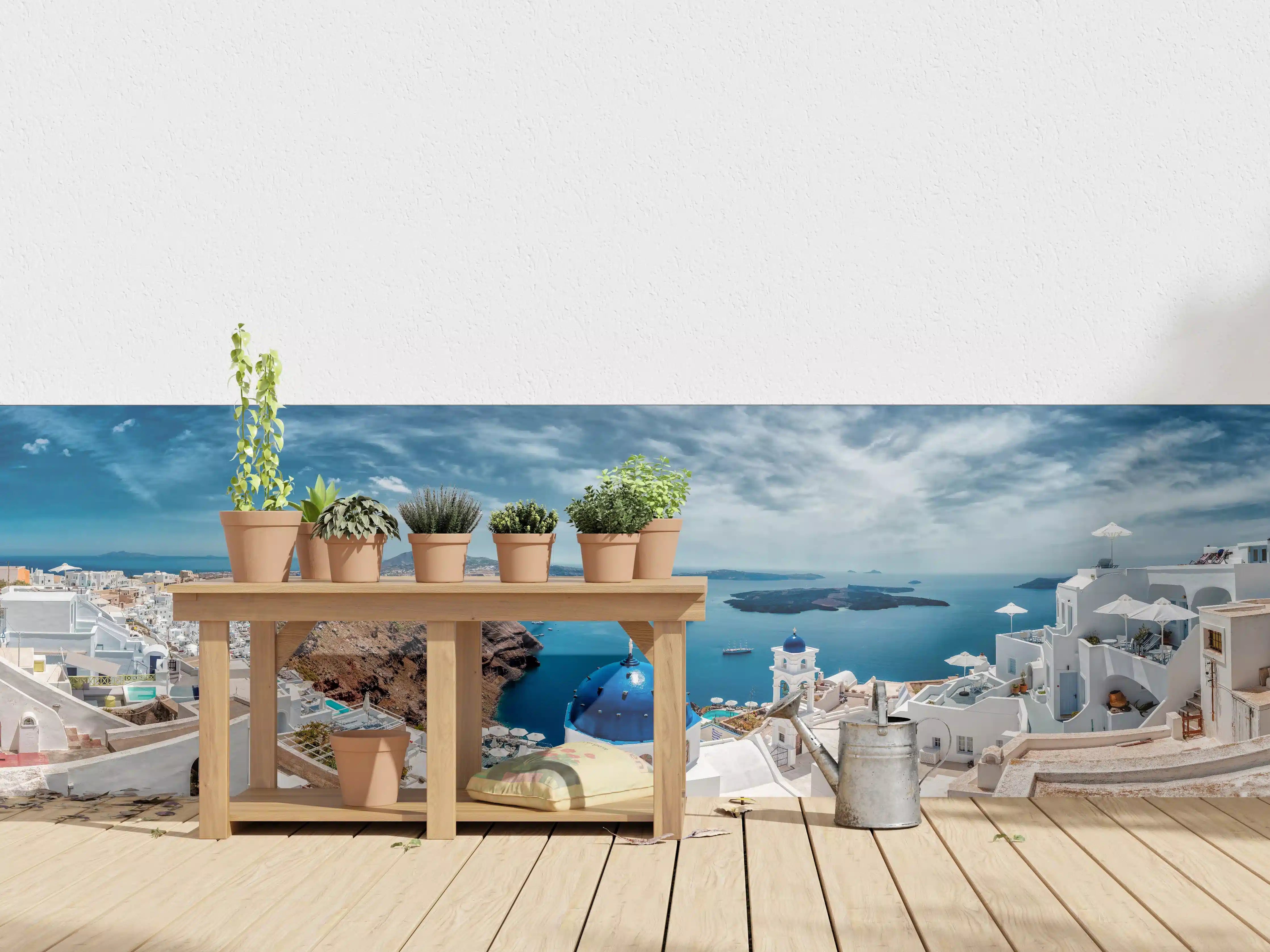 Wandverkleidung außen - Santorini Blau-Weiß Panoramablick