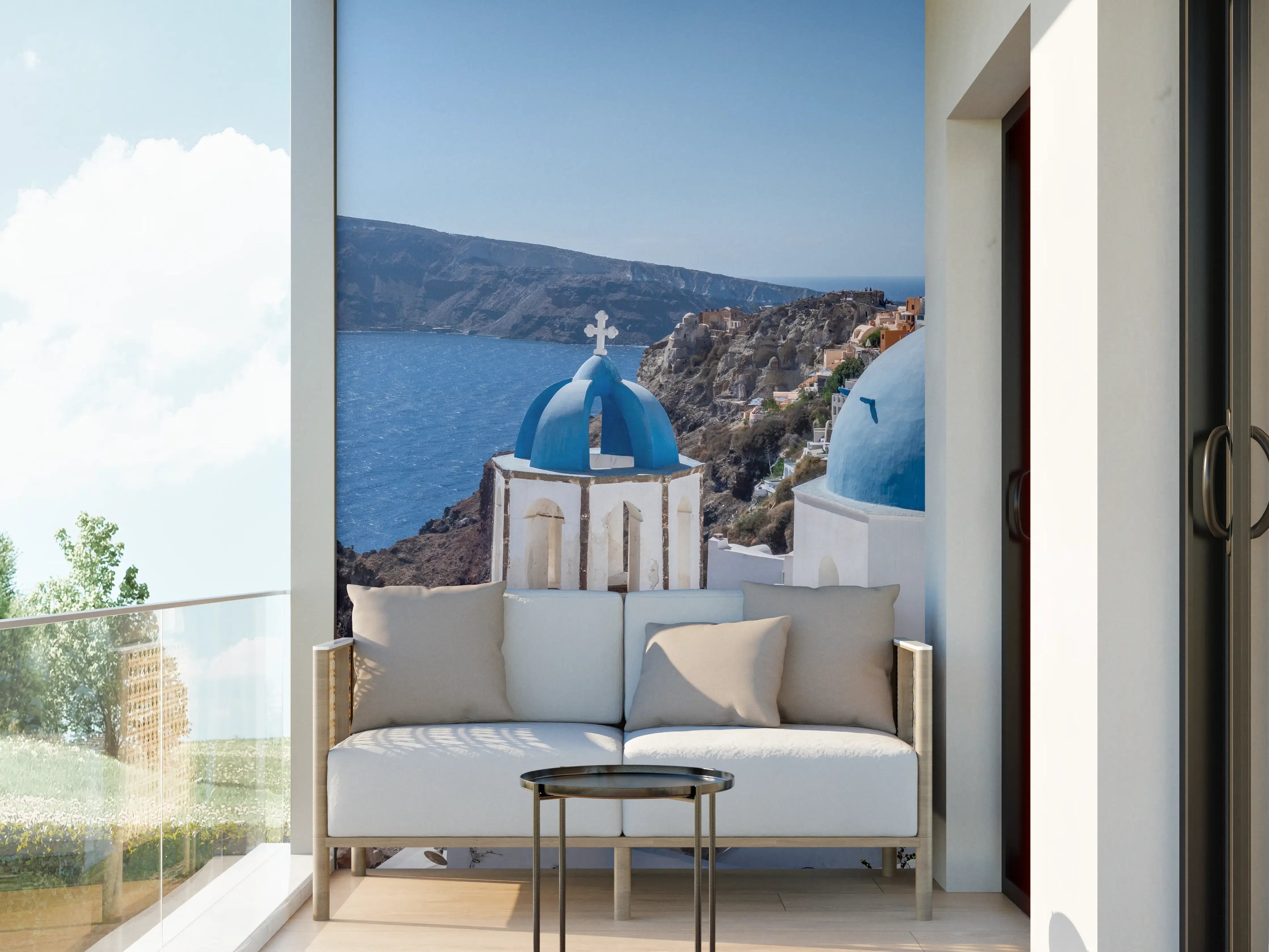 Wandverkleidung außen - Santorini Blau-Weiß Skyline
