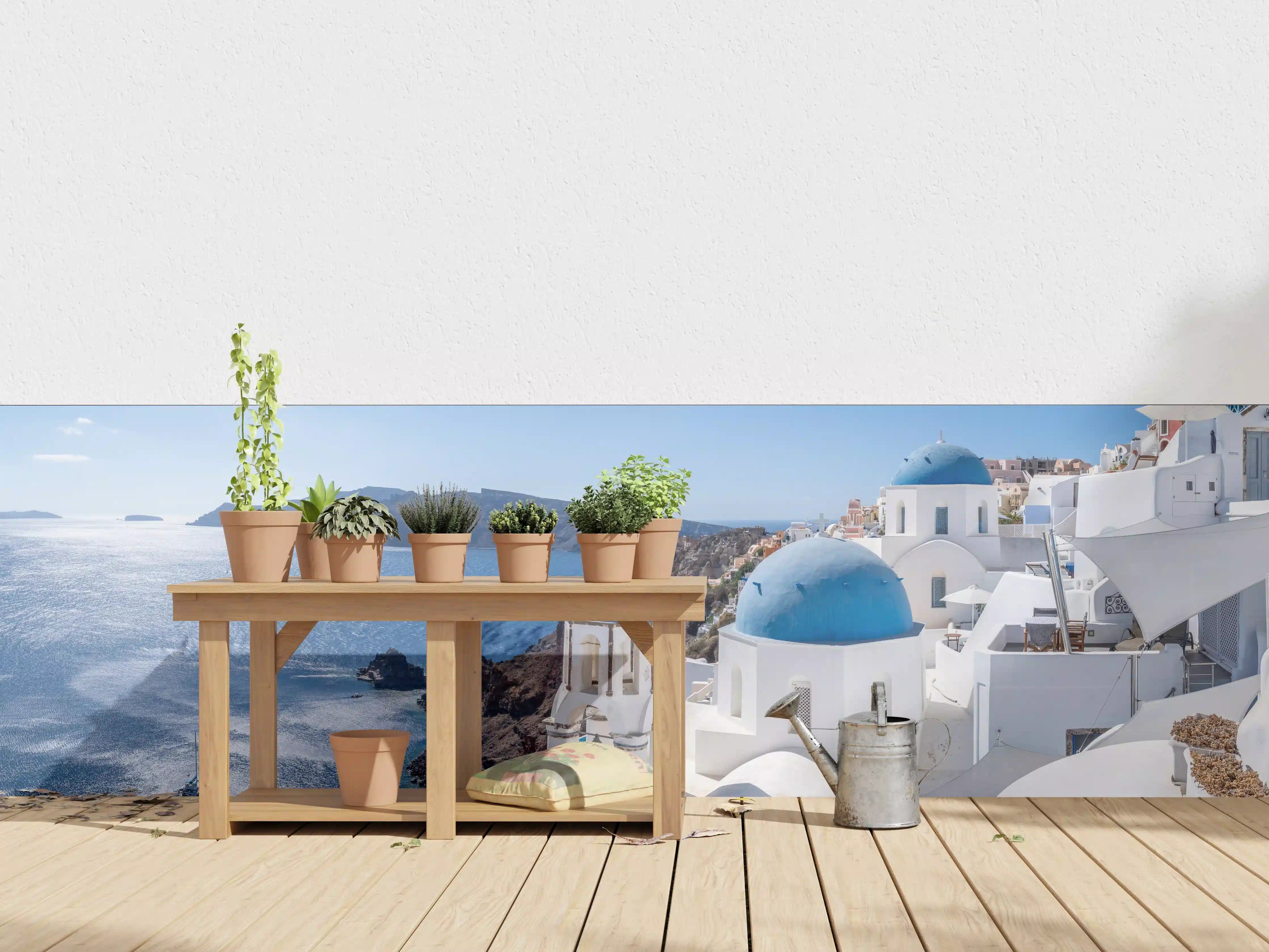 Wandverkleidung außen - Santorini Blau-Weiß Skyline