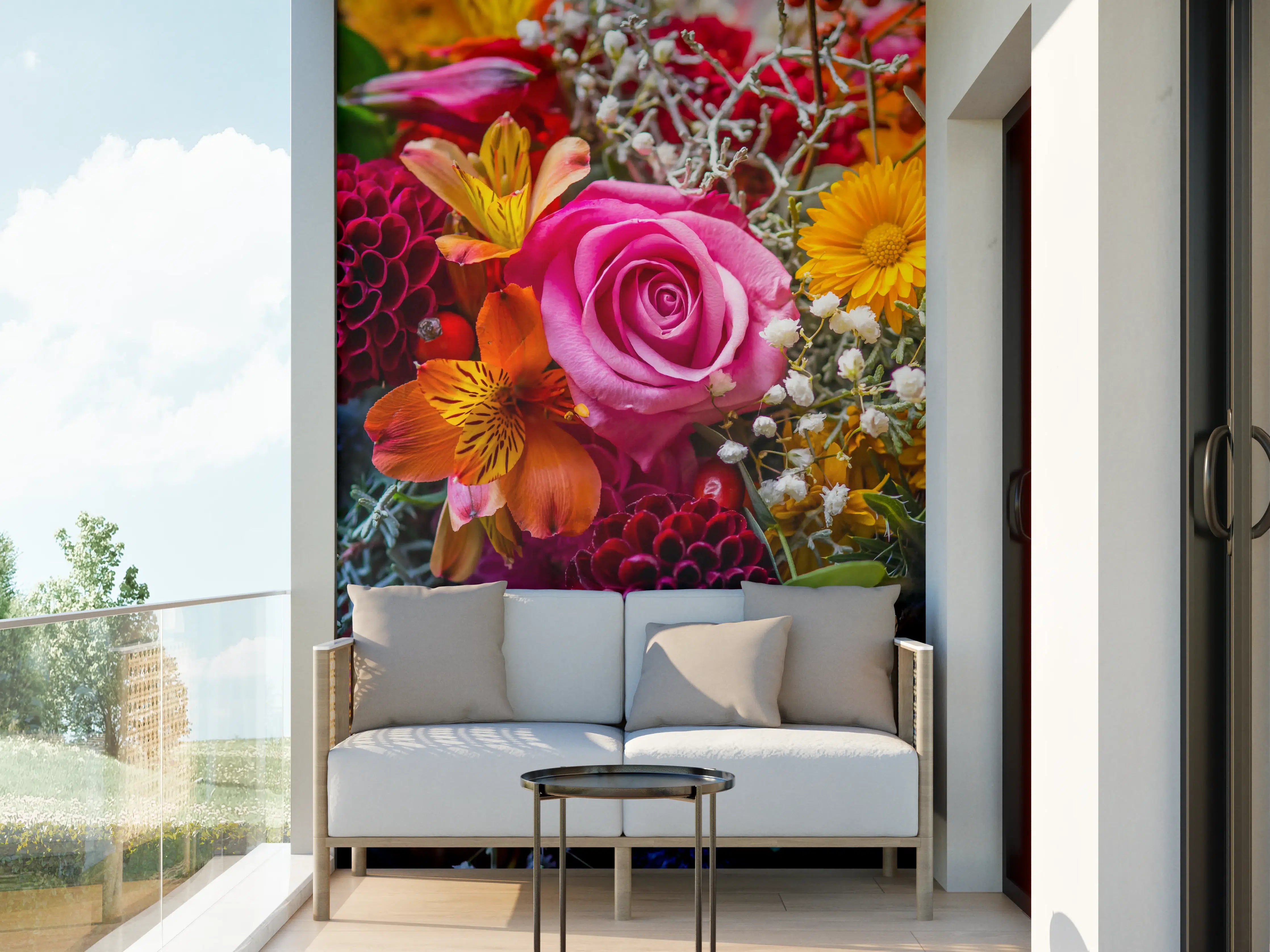 Wandverkleidung außen - Satter bunter Blumenstrauß