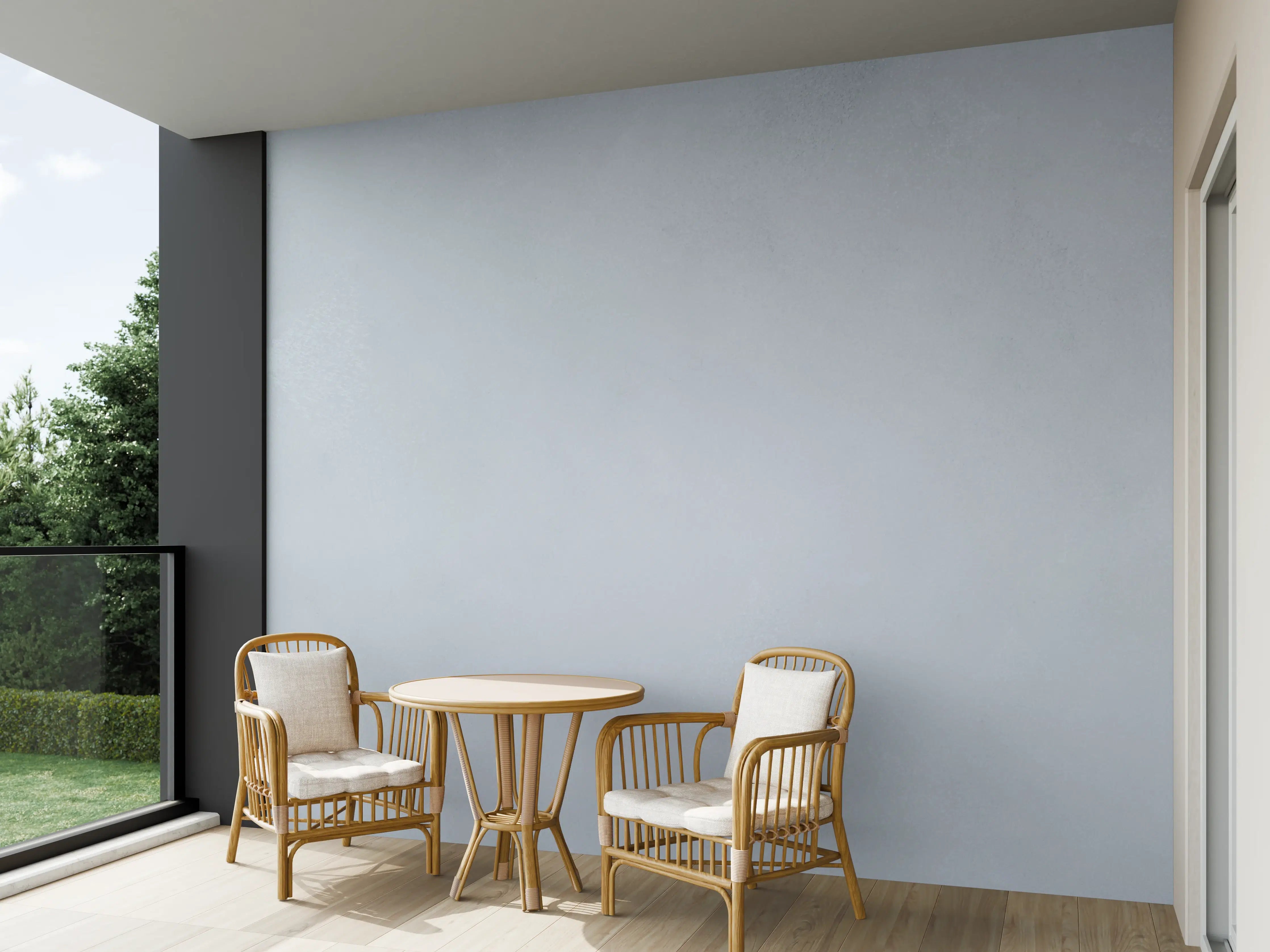 Wandverkleidung außen - Schimmernder Grauton auf Weißer Wand
