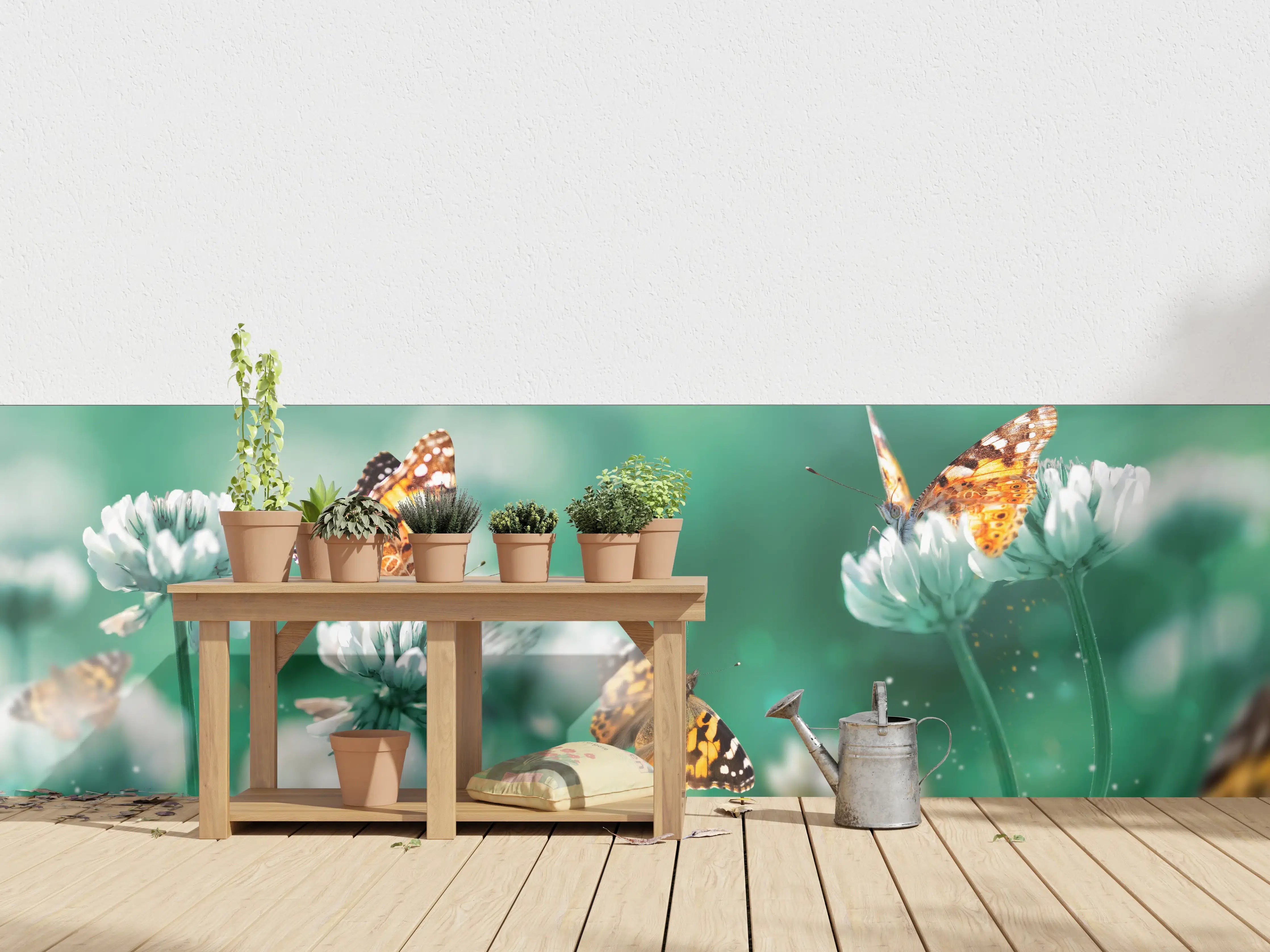 Wandverkleidung außen - Schmetterling auf Weißkleeblüten