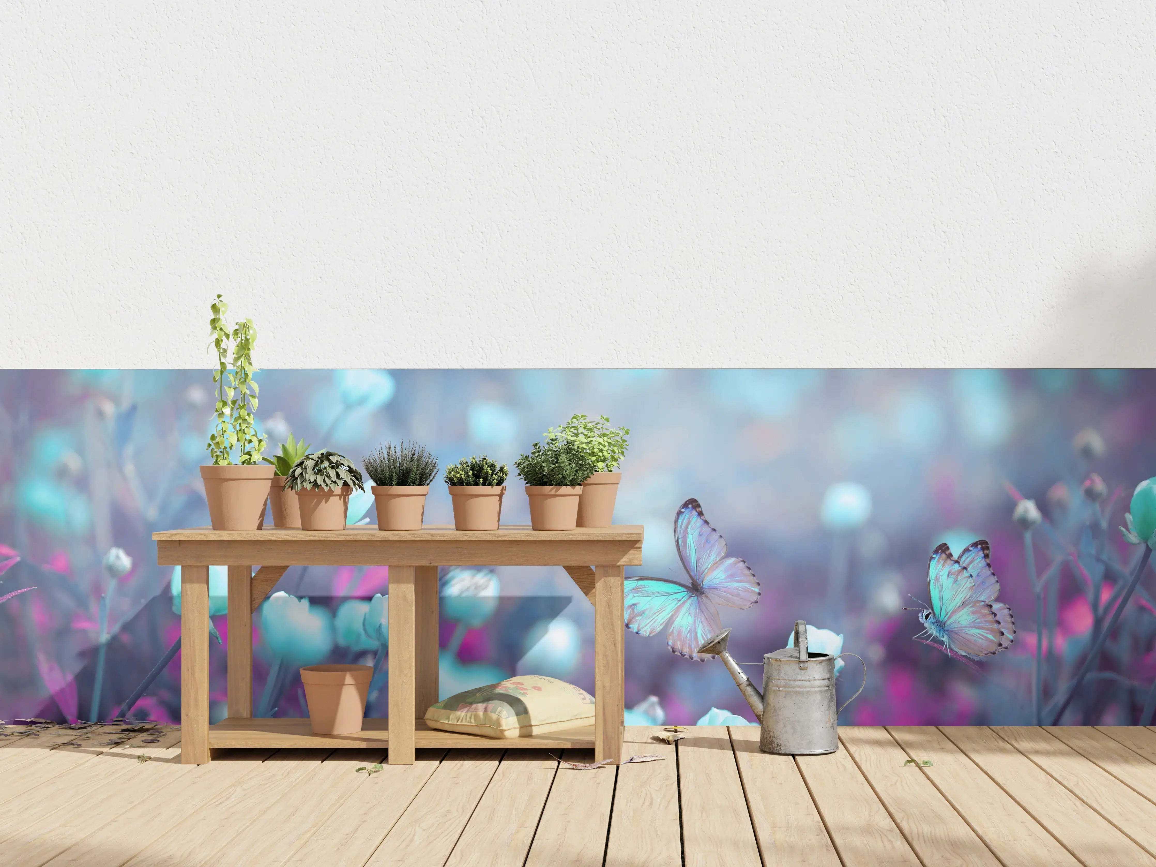 Wandverkleidung außen - Schmetterlinge über wilden Blumen