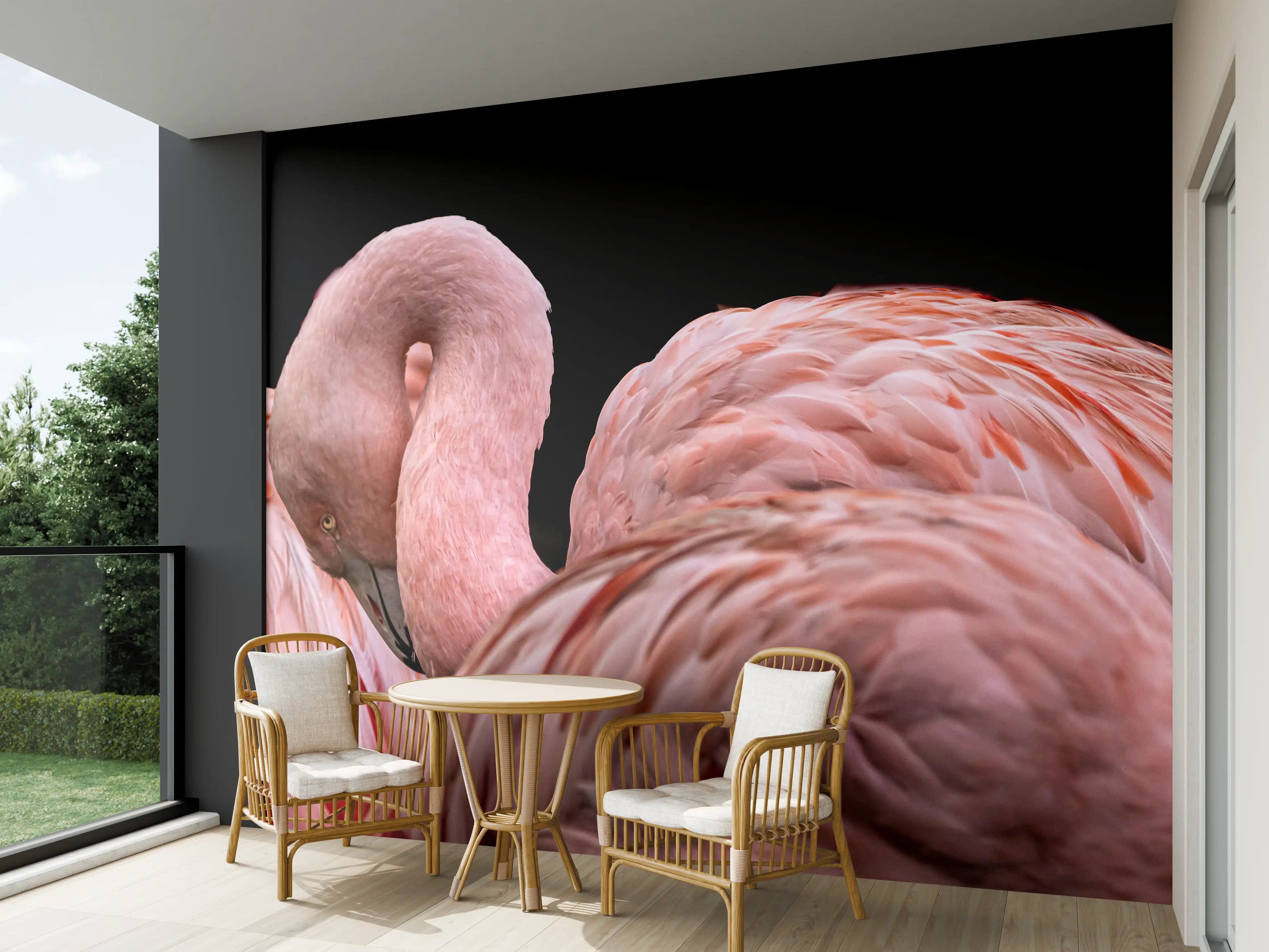 Wandverkleidung außen - Schnappschuss eines Flamingo