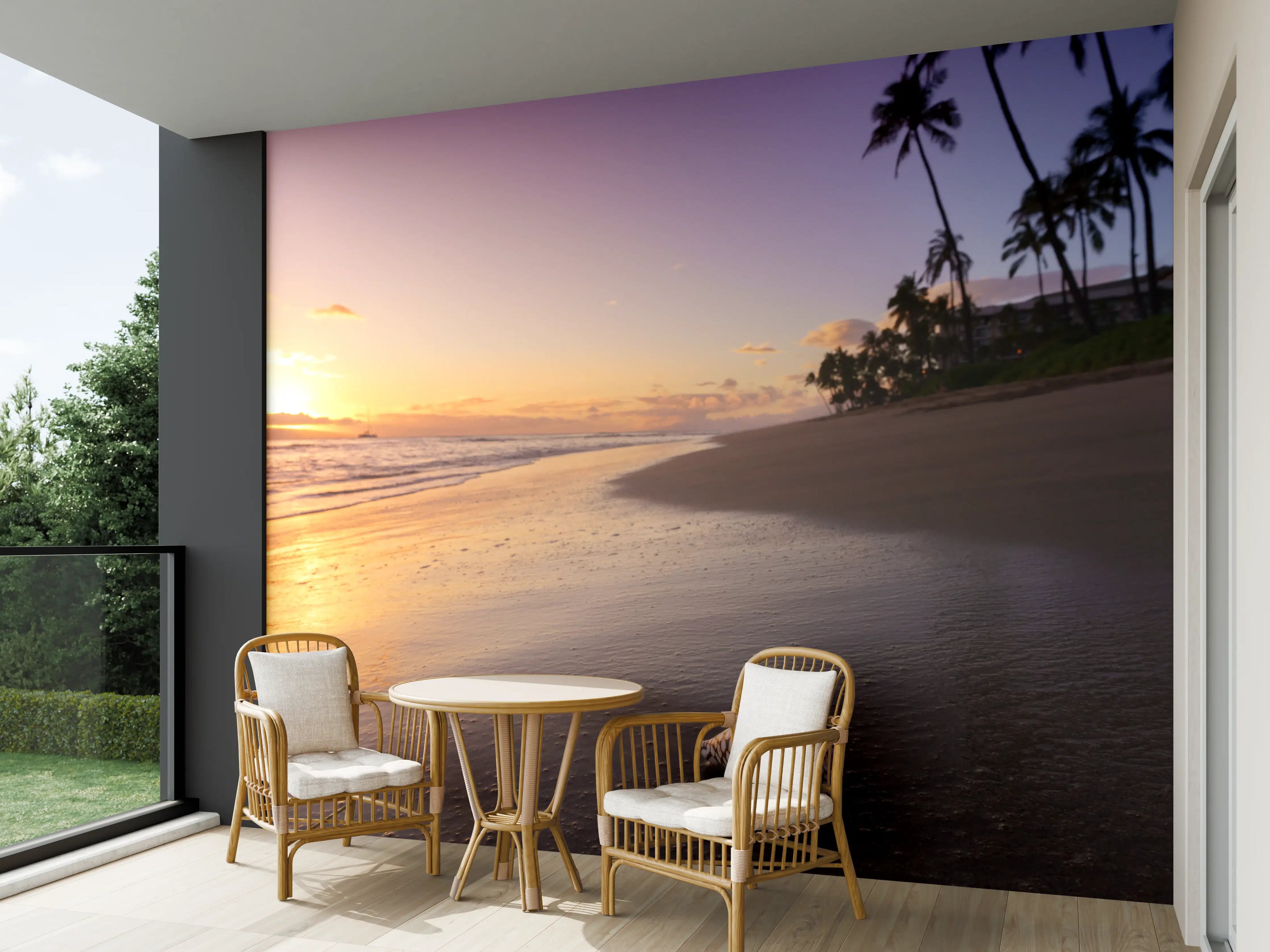 Wandverkleidung außen - Schöner Sonnenuntergang am Strand von Hawaii