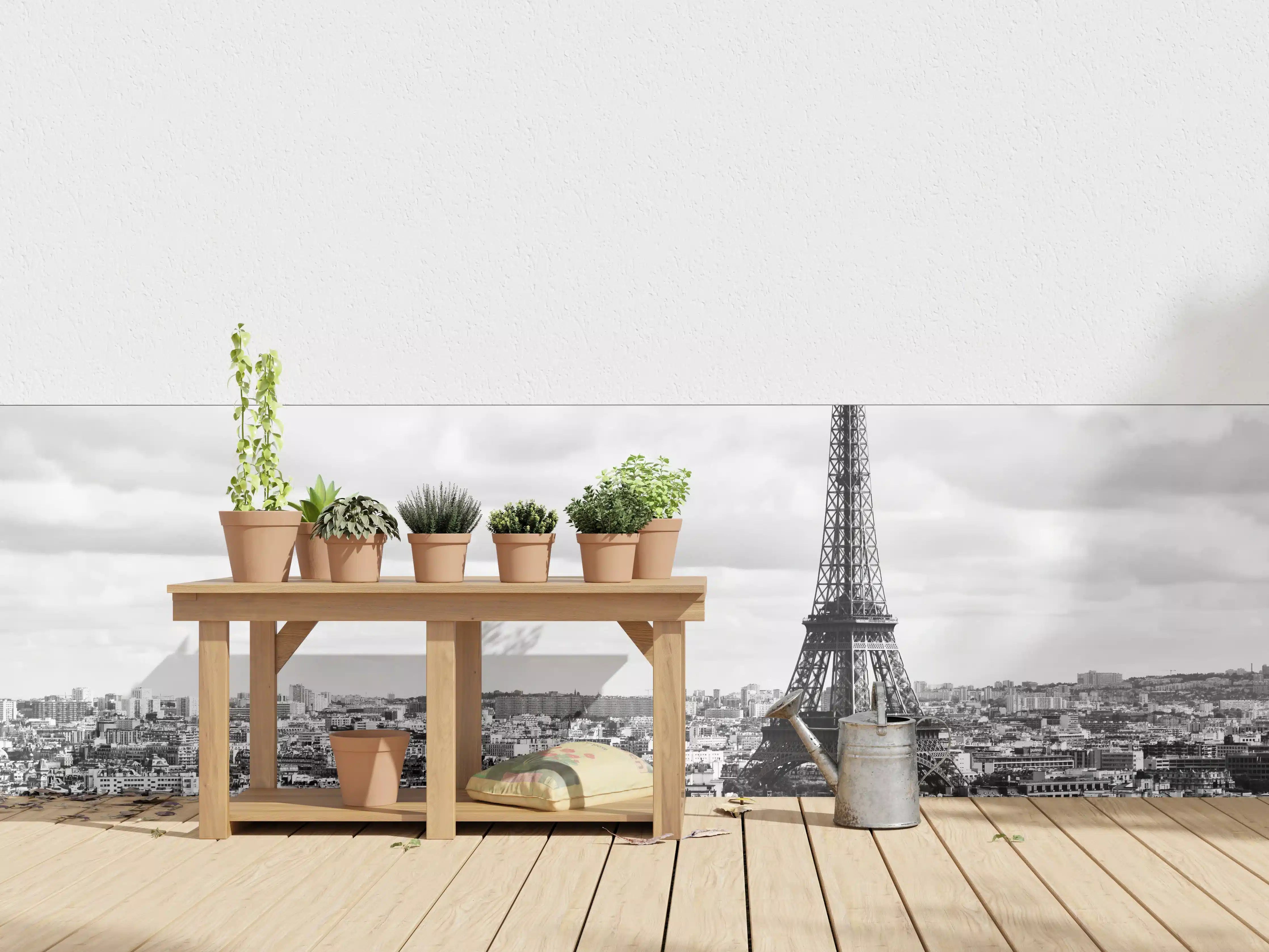 Wandverkleidung außen - Schwarz-Weiß-Paris mit Eiffelturm