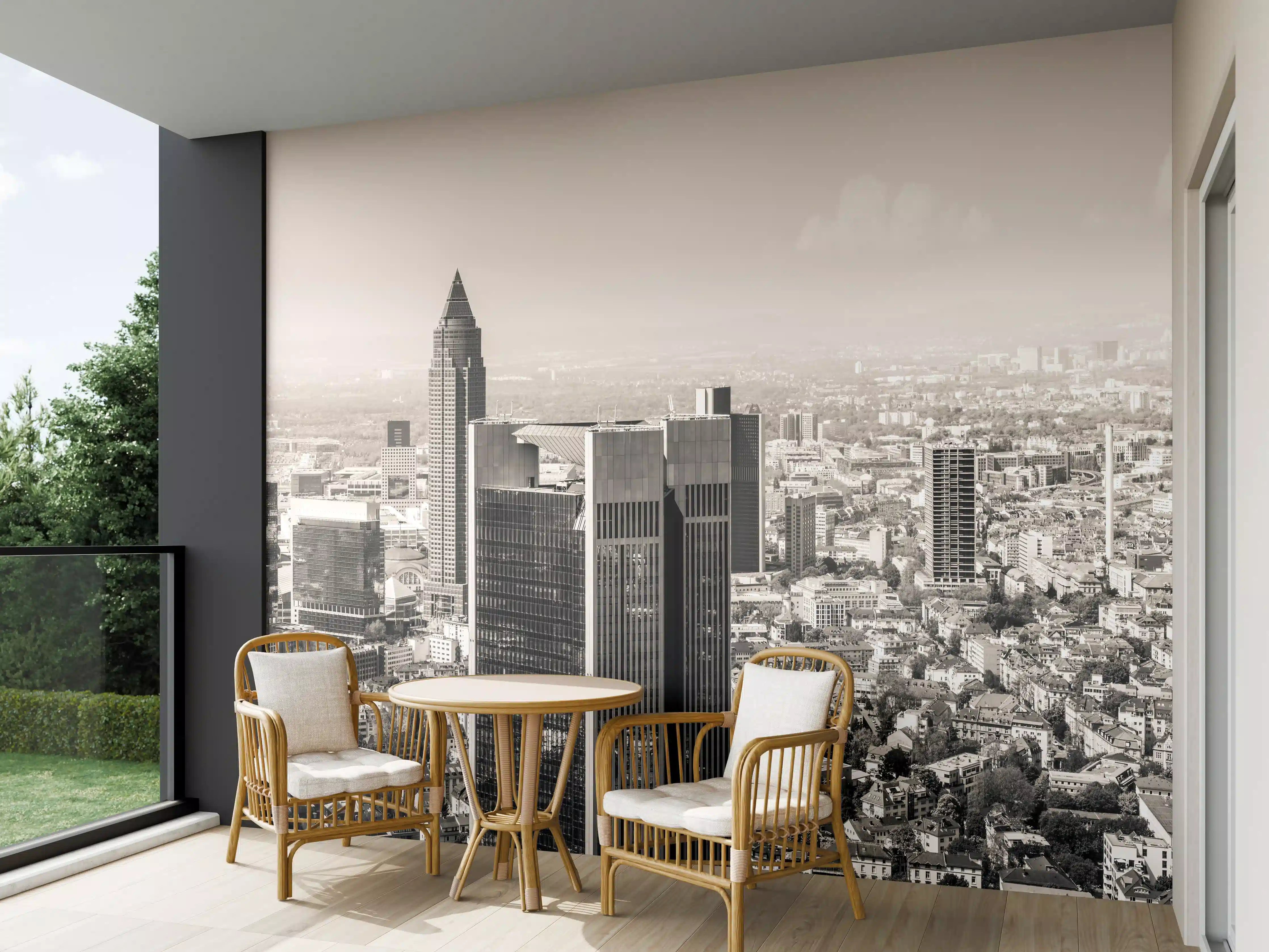 Wandverkleidung außen - Schwarz-Weiß Skyline Panorama