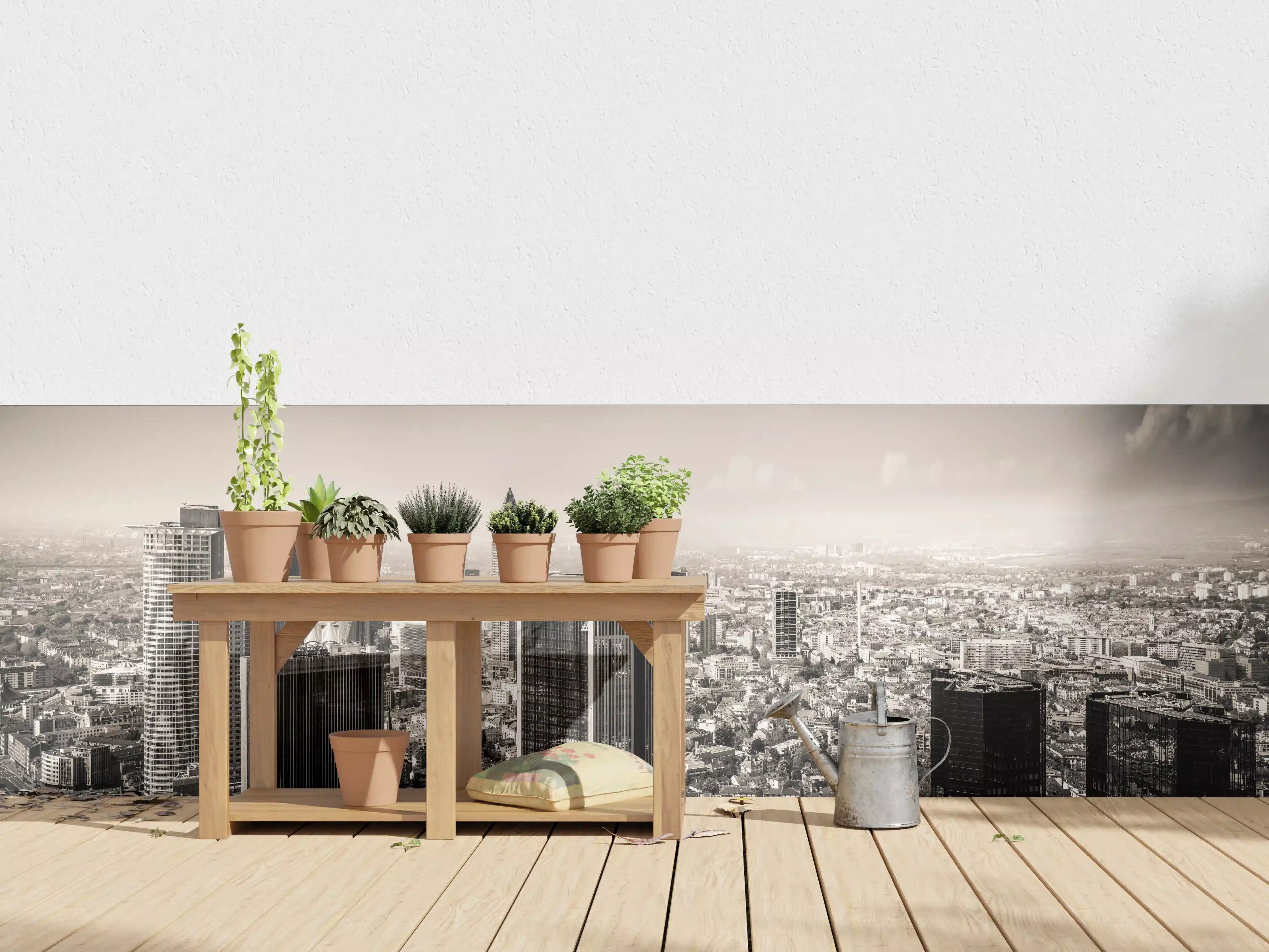 Wandverkleidung außen - Schwarz-Weiß Skyline Panorama