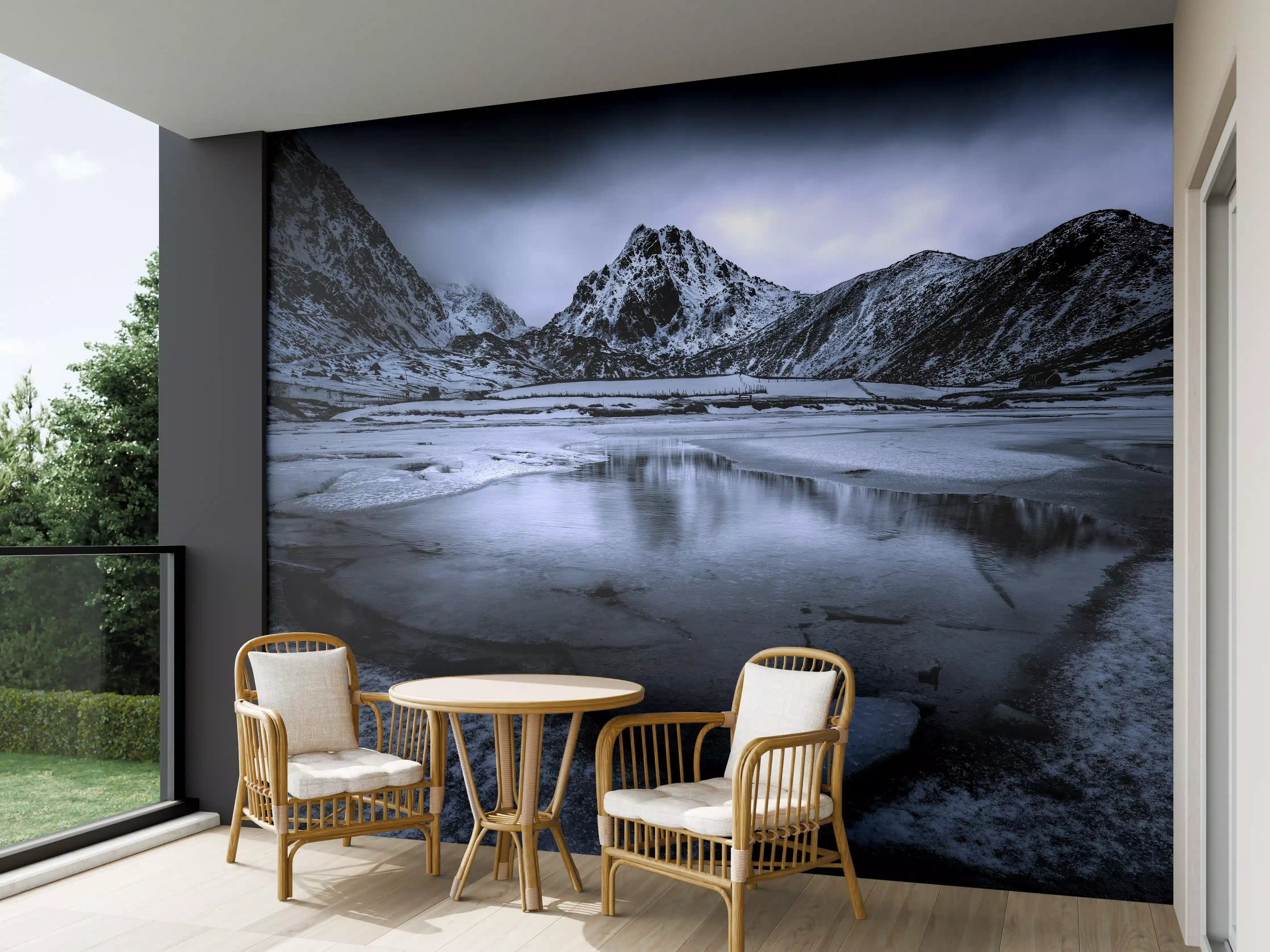 Wandverkleidung außen - Schwarz-Weiß Winterlandschaft