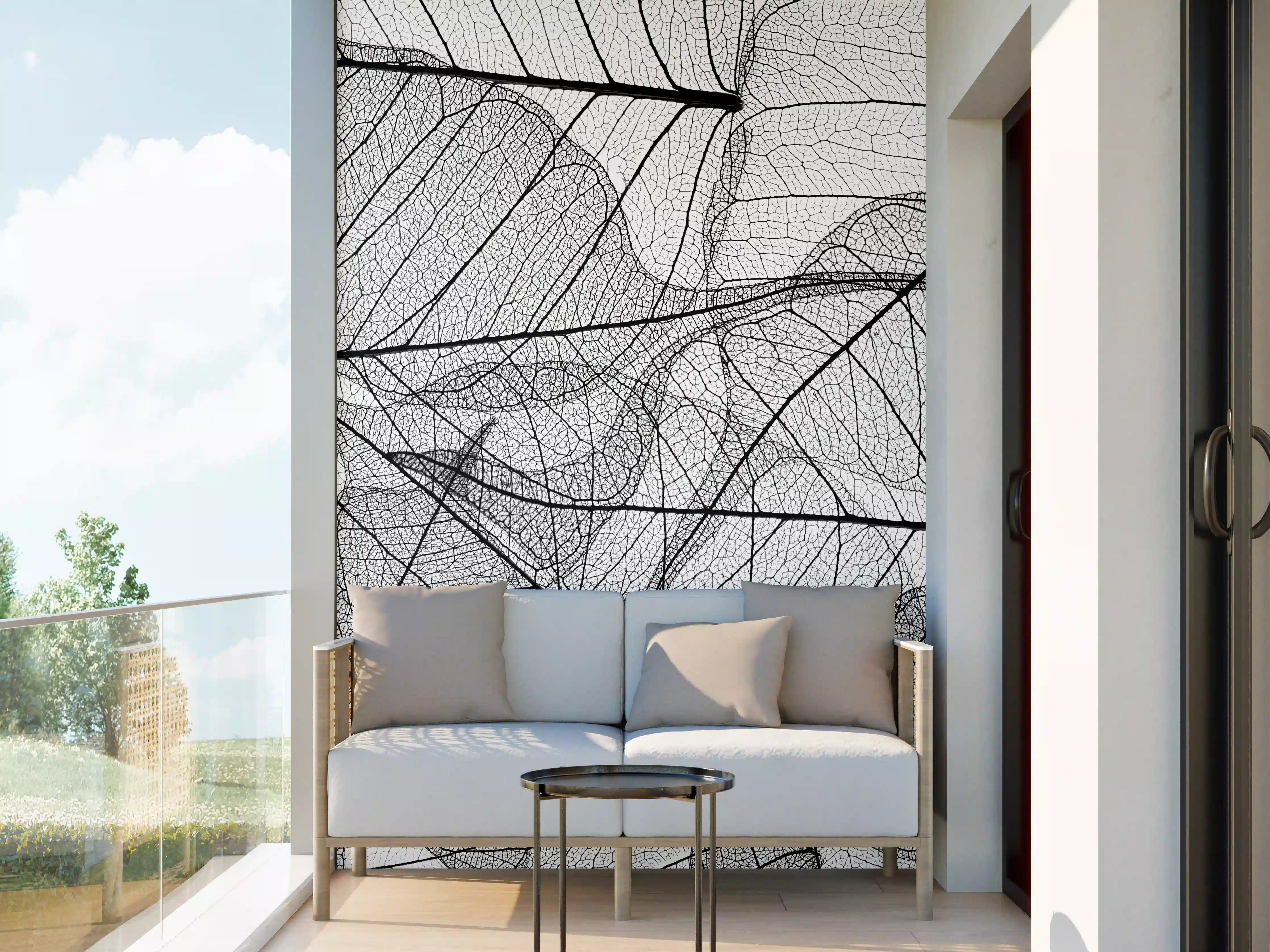 Wandverkleidung außen - Schwarz-Weiße Blatttextur