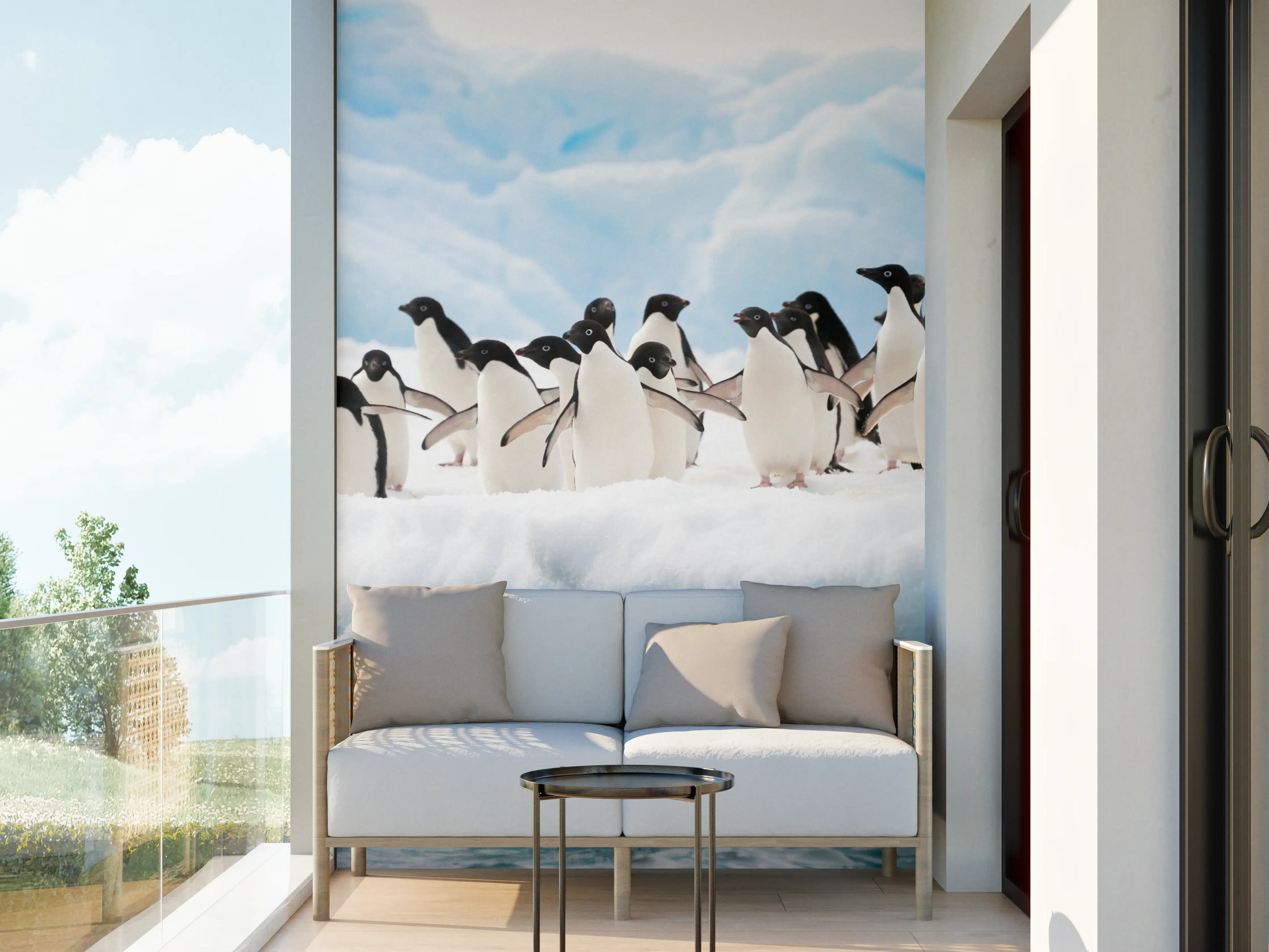 Wandverkleidung außen - Schwarz-weiße Pinguine auf Eisscholle