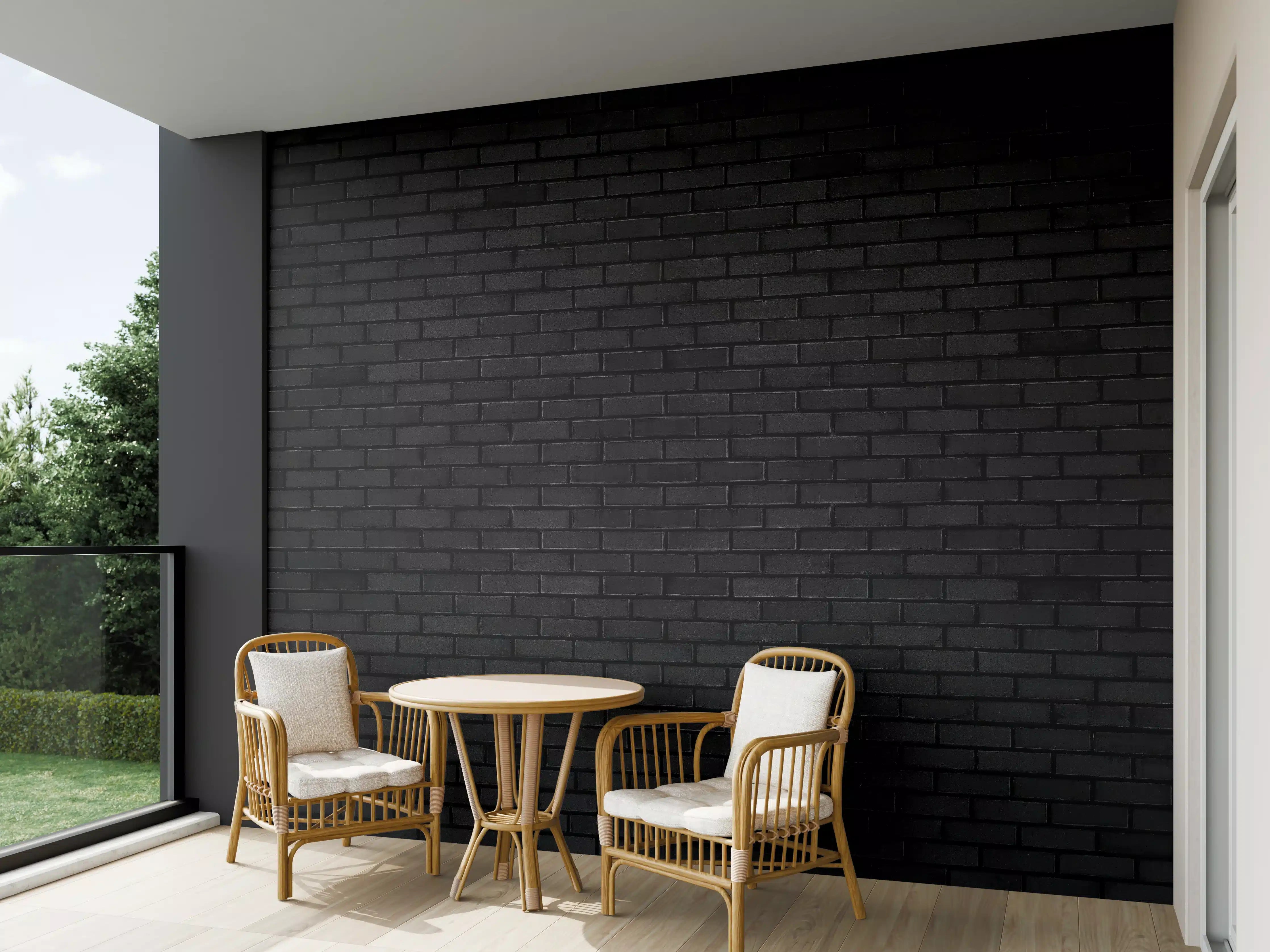 Wandverkleidung außen - Schwarze Backsteinmauer 1