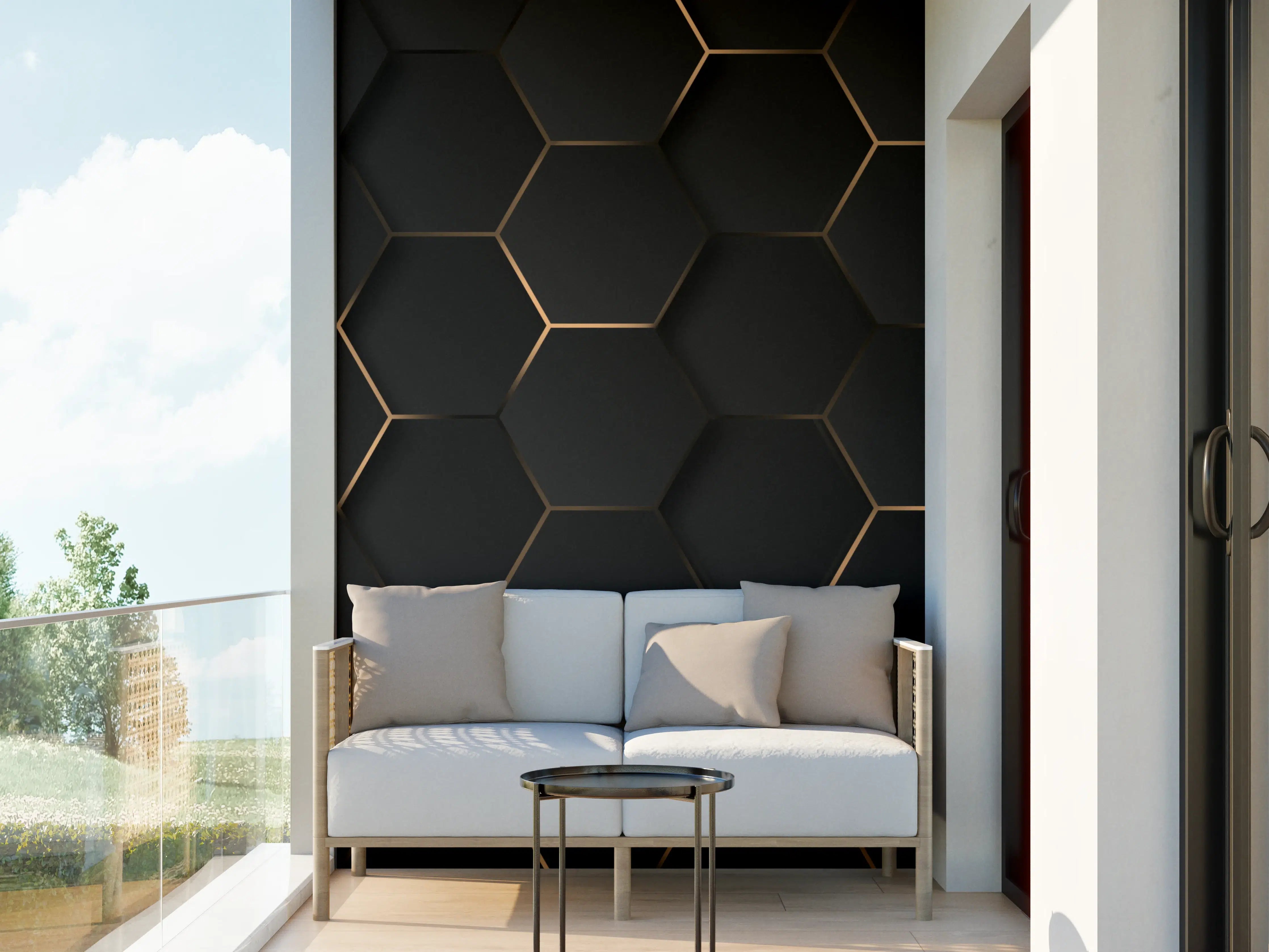 Wandverkleidung außen - Schwarze Hexagonale Musterstruktur