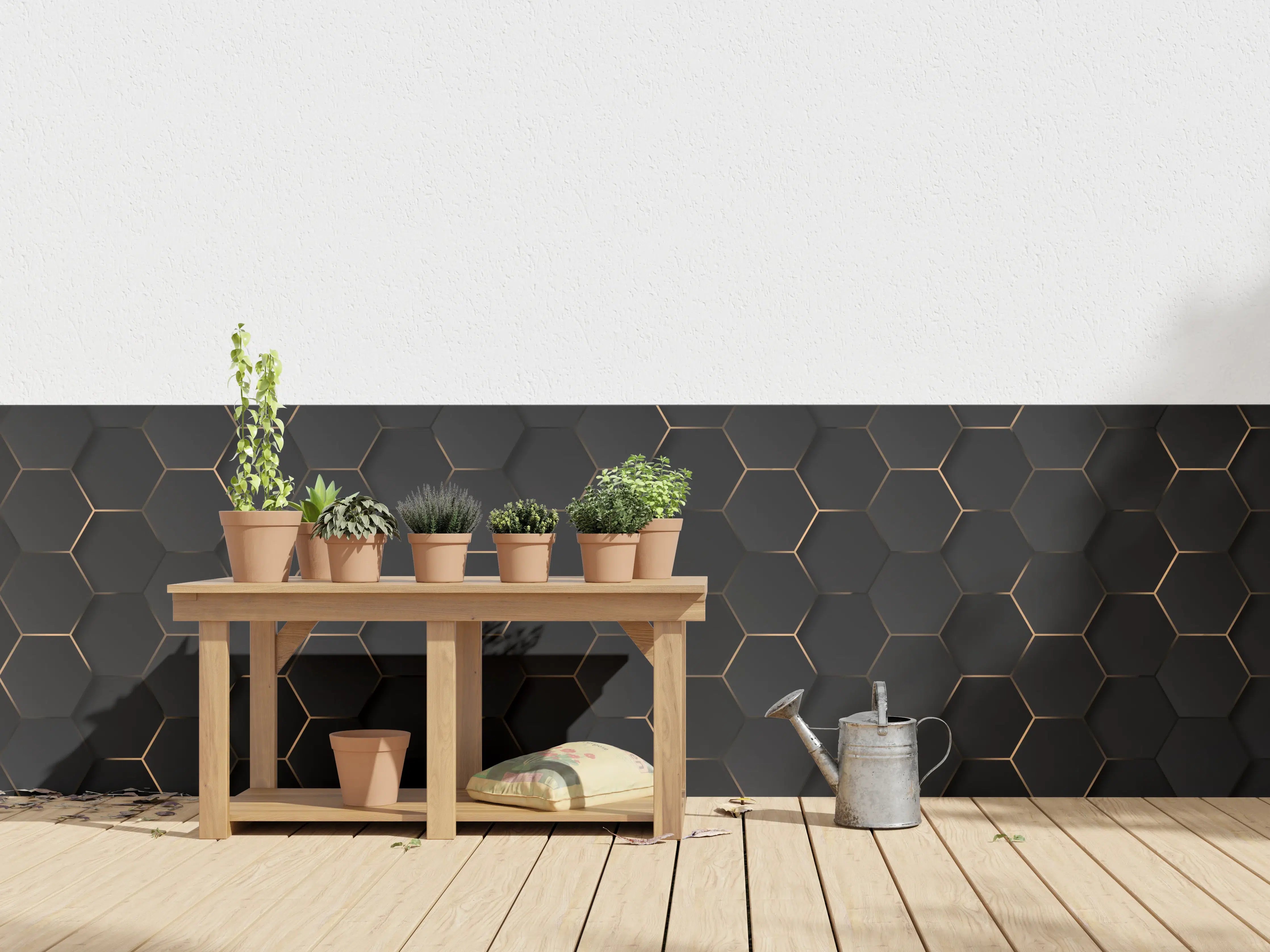 Wandverkleidung außen - Schwarze Hexagonale Musterstruktur