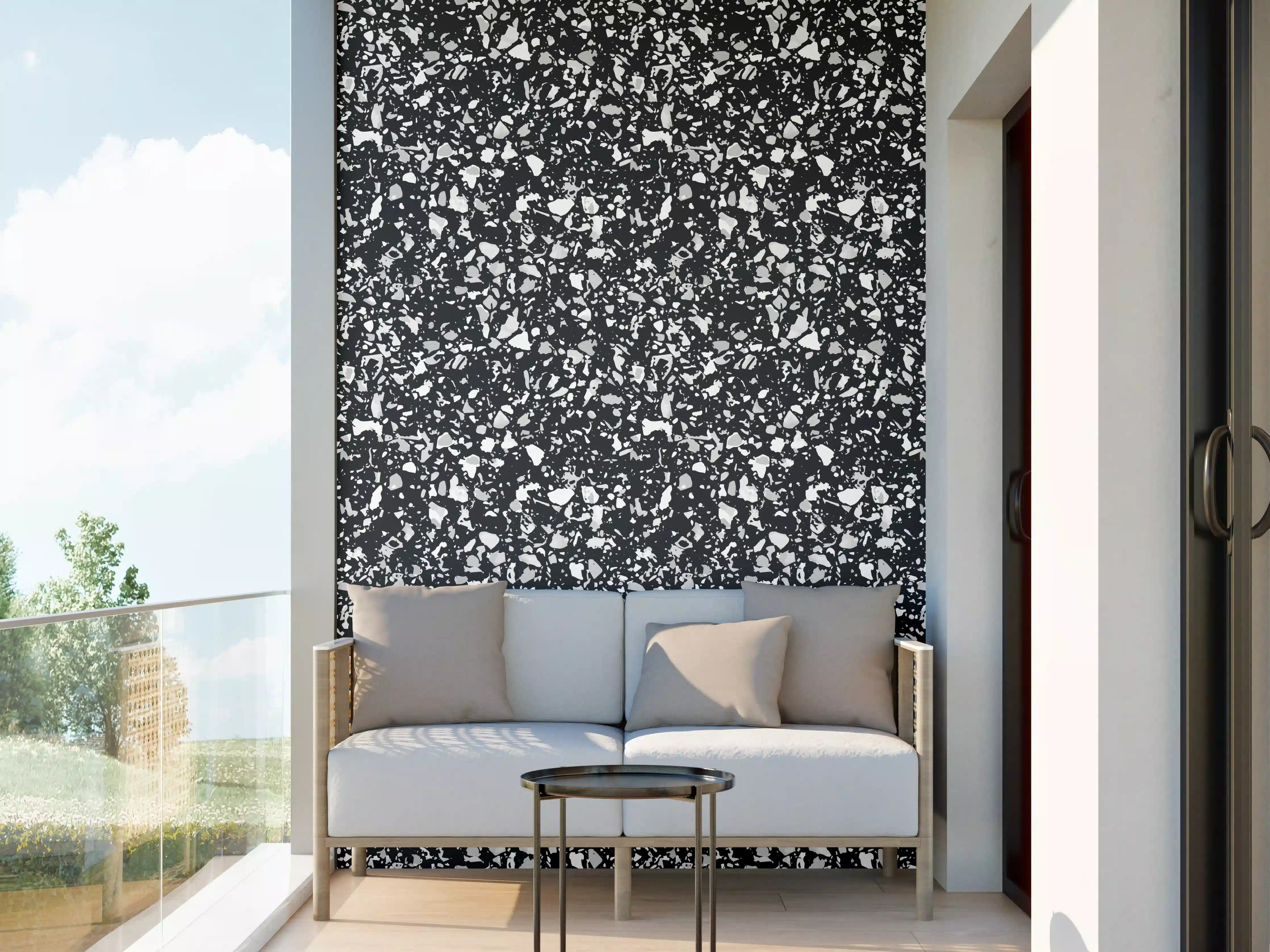 Wandverkleidung außen - Schwarze Terrazzo-Optik