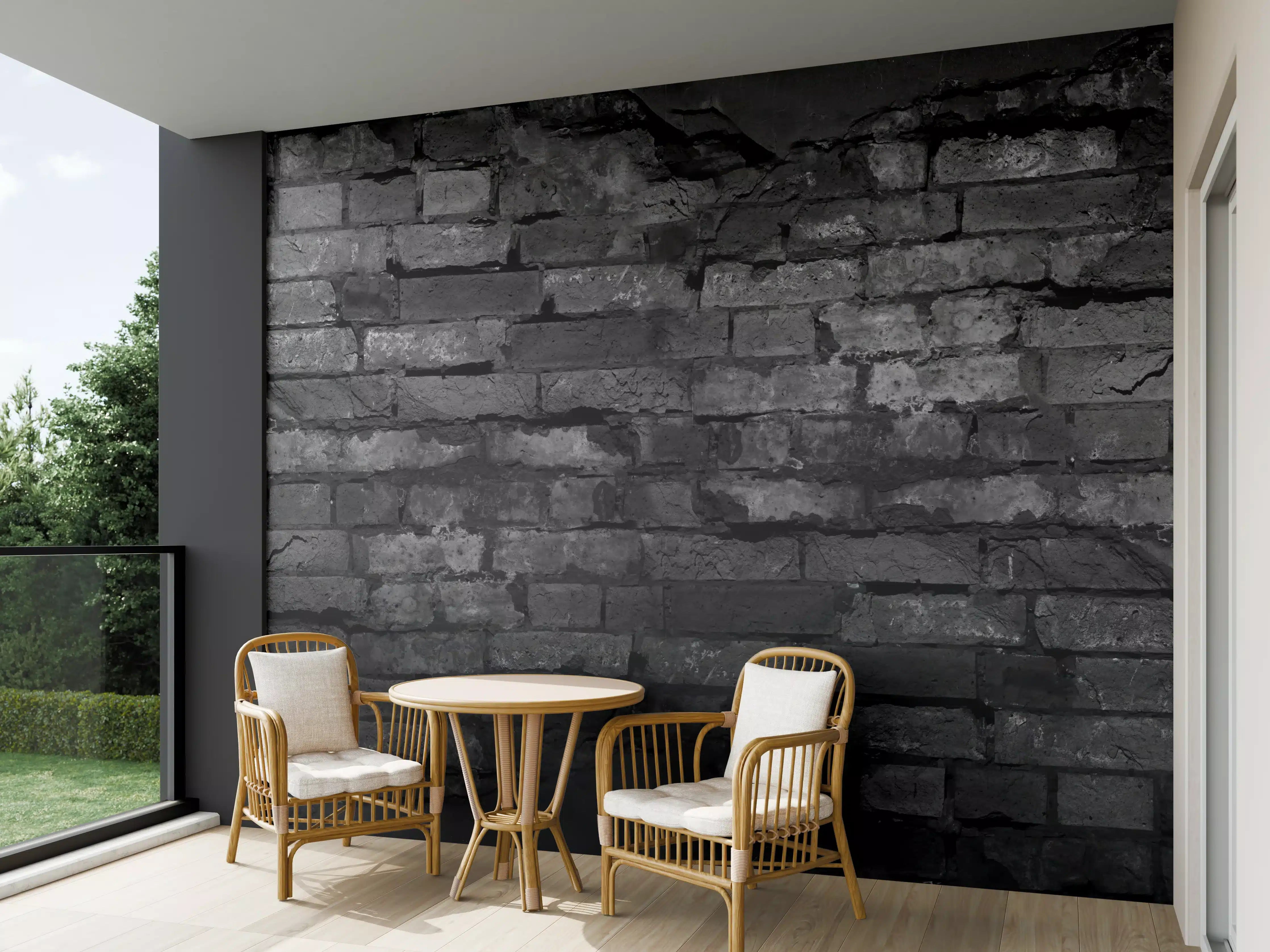 Wandverkleidung außen - Schwarze alte Backsteinmauer