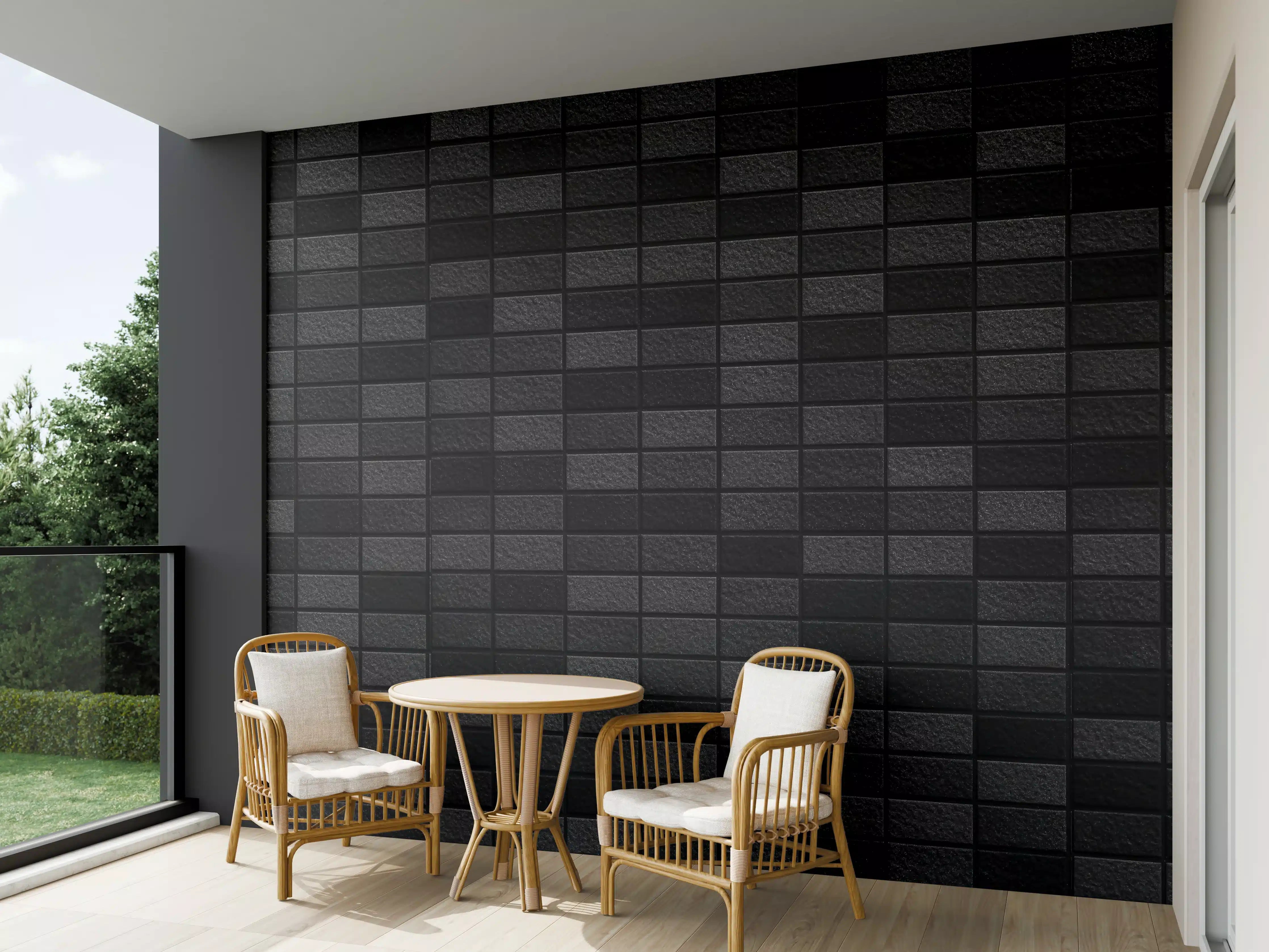 Wandverkleidung außen - Schwarze edle Steinfliesen Hintergrund