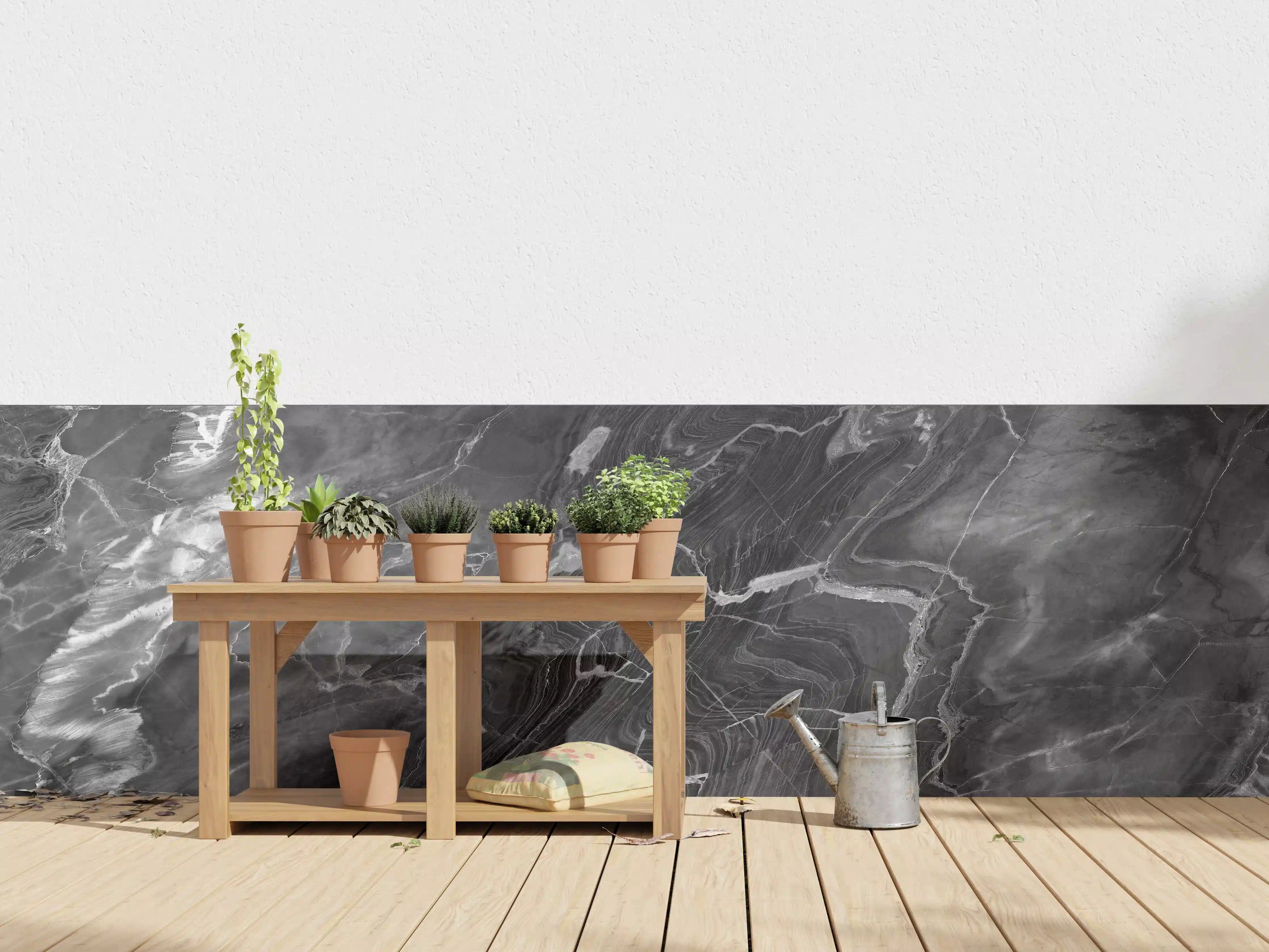 Wandverkleidung außen - Schwarzer Marmor mit weißen Adern