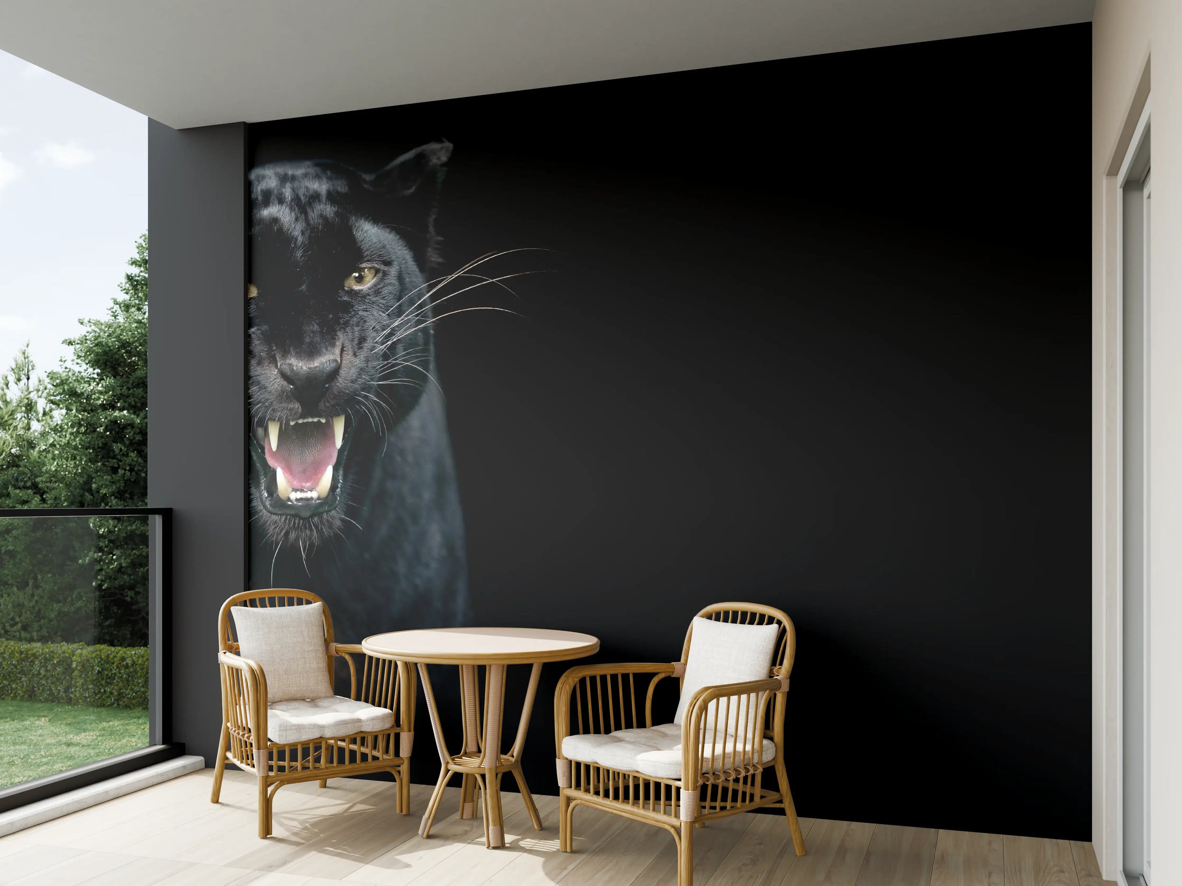 Wandverkleidung außen - Schwarzer Panther auf schwarzem Hintergrund