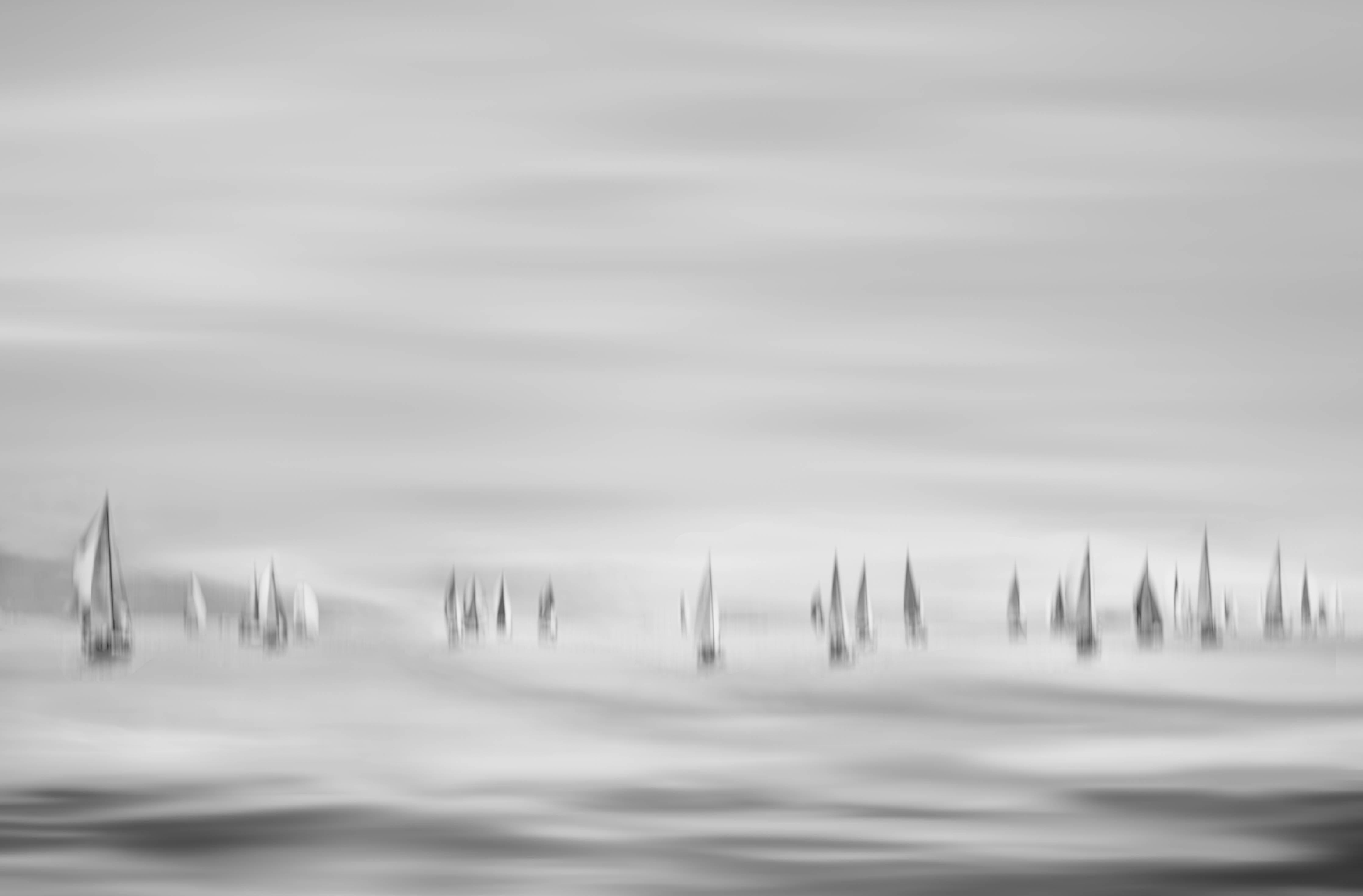 Wandverkleidung außen-Segelboote am Meer - Unscharf