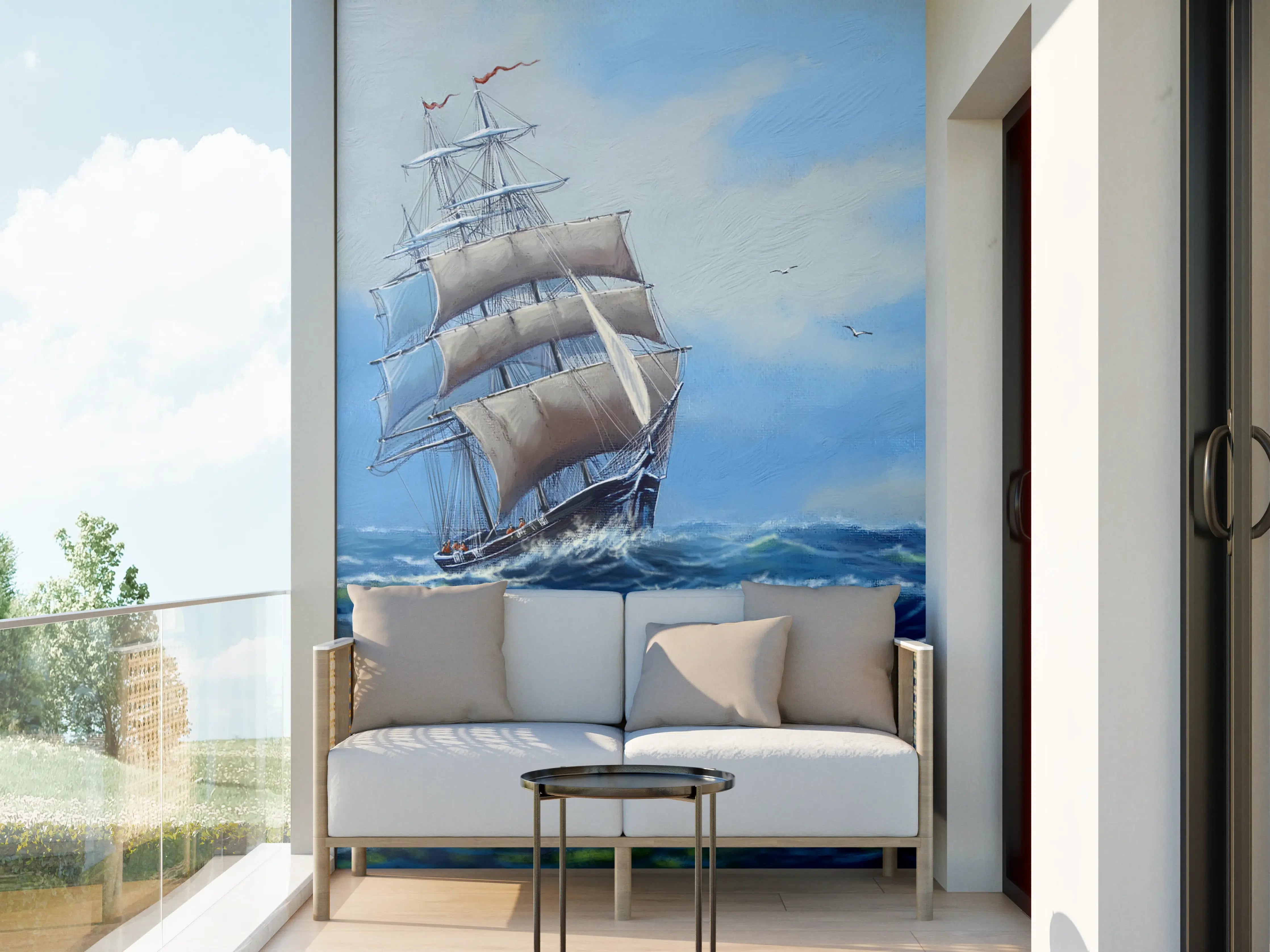 Wandverkleidung außen - Segelschiff auf offener See