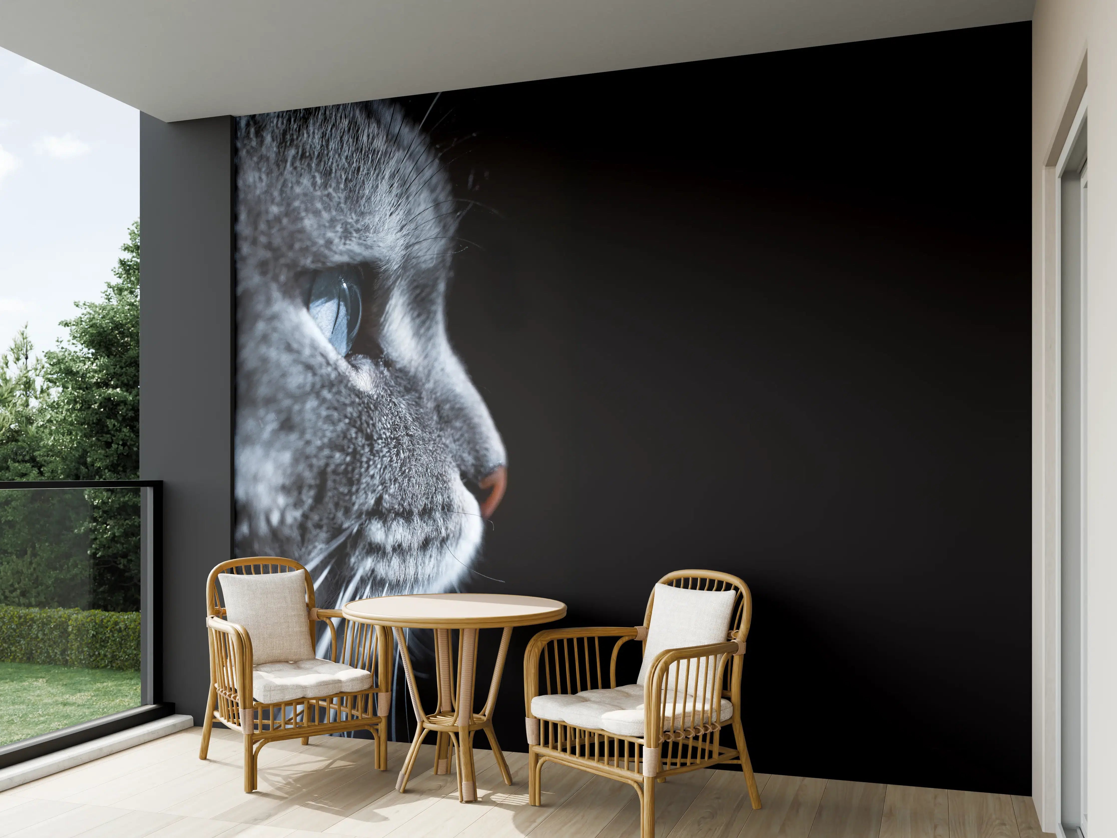 Wandverkleidung außen - Seitliches Katzen-Portrait